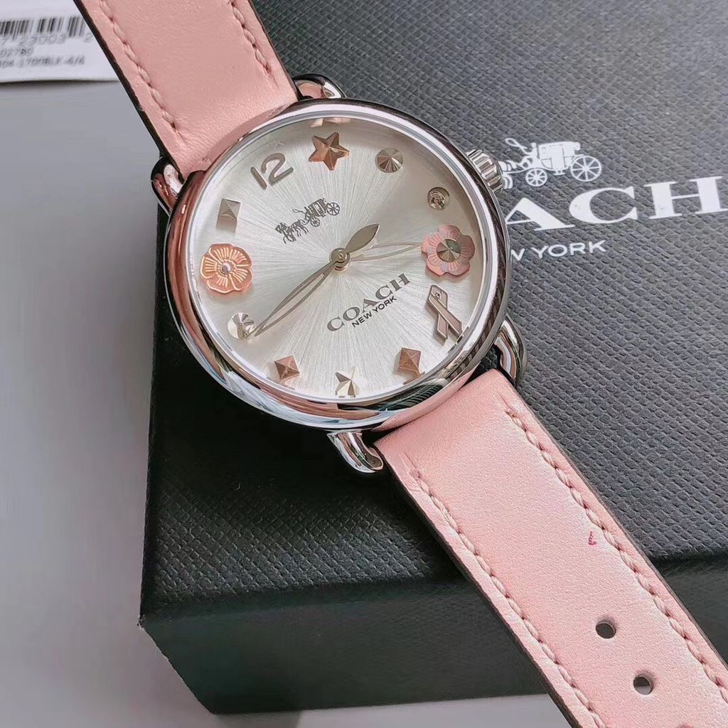 Đồng hồ Coach nữ dây da hồng Coach Delancy 14502799 Watch