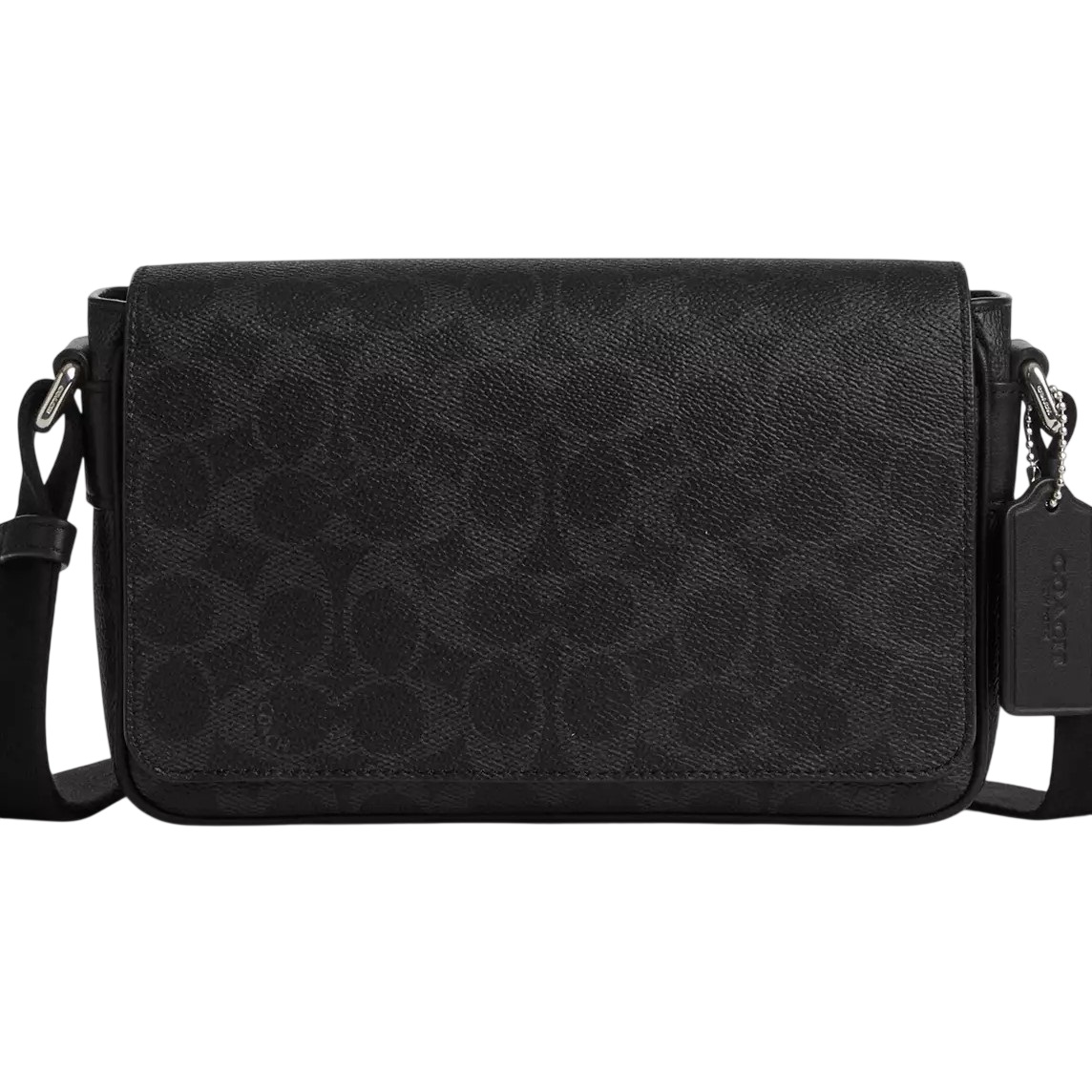 Túi Coach Nam Jack Small Flap Crossbody Bag In Signature Canvas Black CDZ95