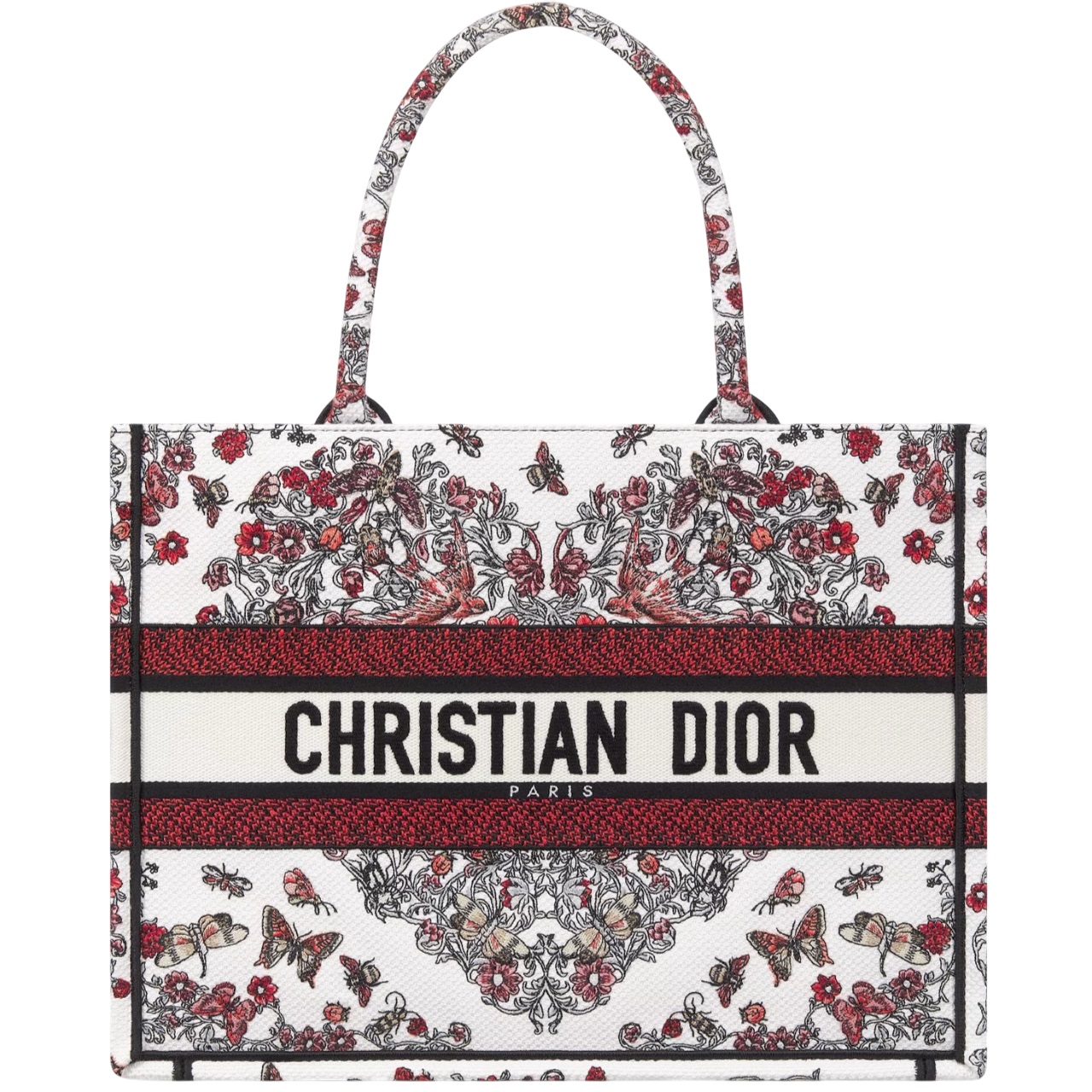 Túi xách nữ Dioramour Medium Dior Book Tote Latte Embroidery with Multicolor Motif