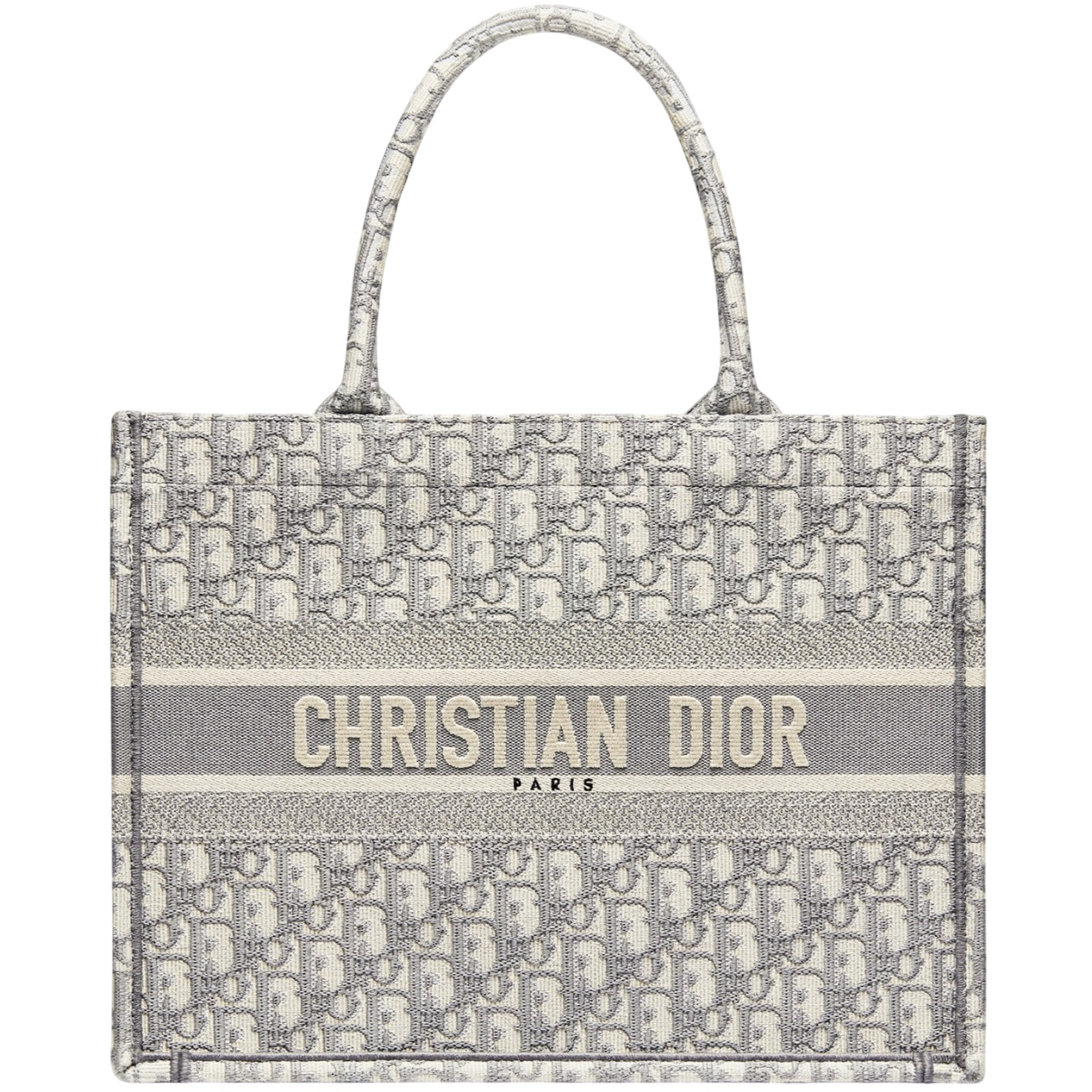 Túi xách nữ Medium Christian Dior Book Tote Ecru and Gray Dior Oblique Embroidery