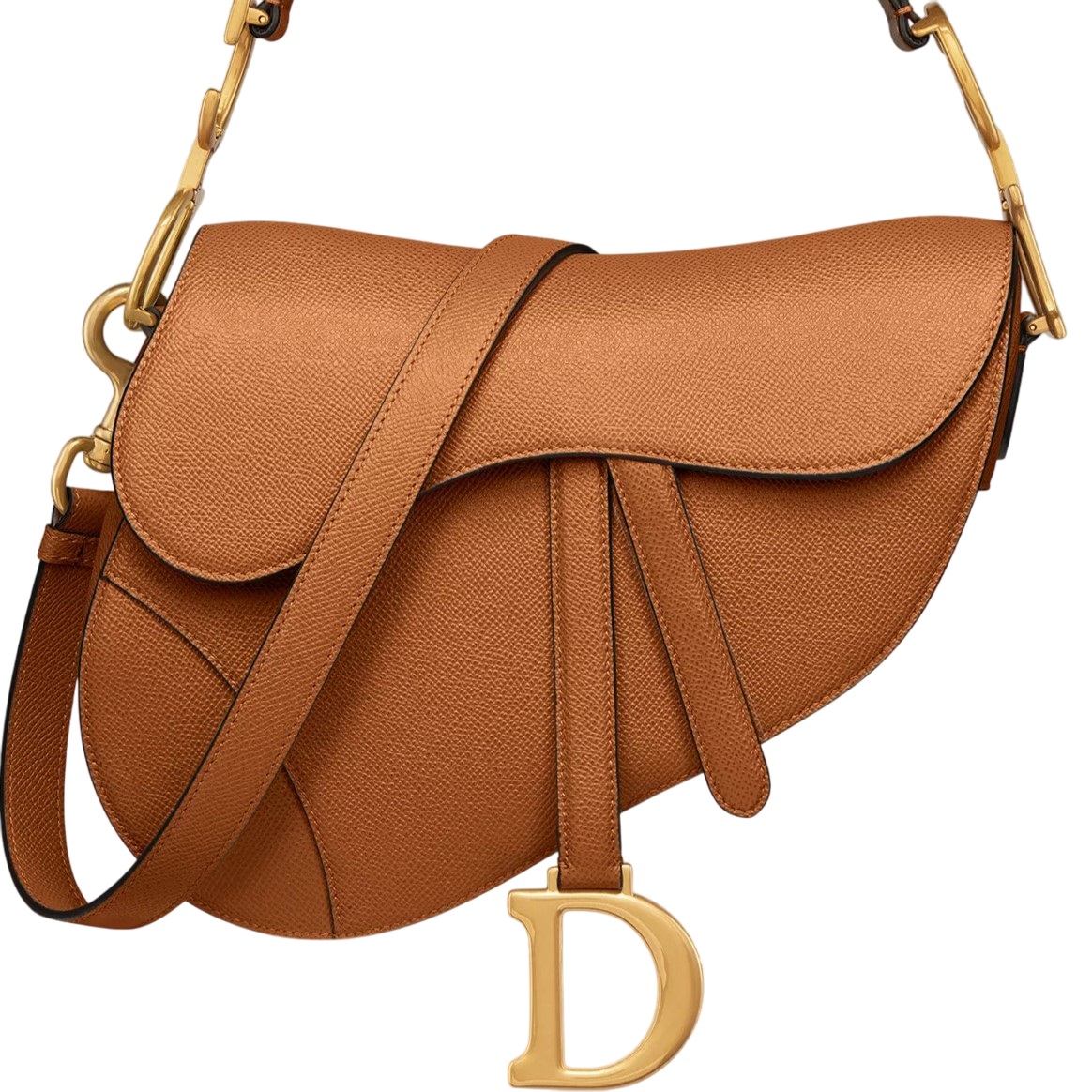 Túi yên ngựa Dior Saddle Bag With Shoulder Strap Golden Saddle Grained Calfskin