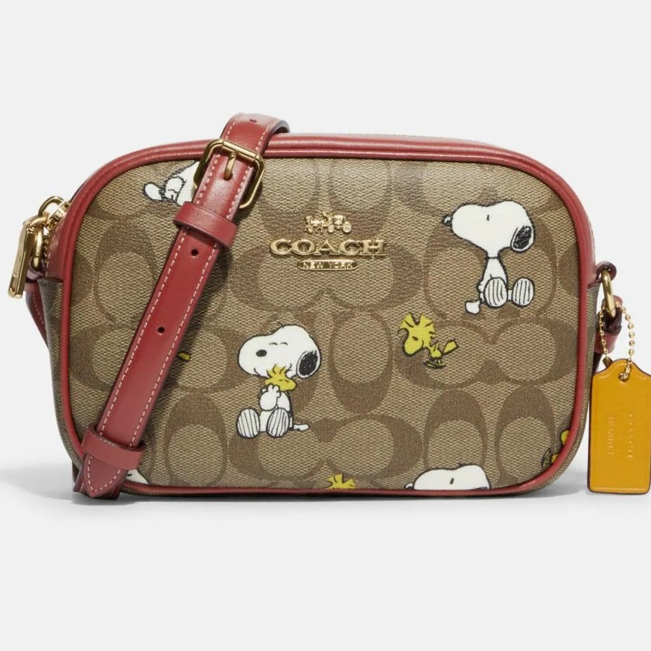Túi đeo chéo Coach X Peanuts Mini Jamie Camera Bag In Signature Canvas With  Snoopy Woodstock