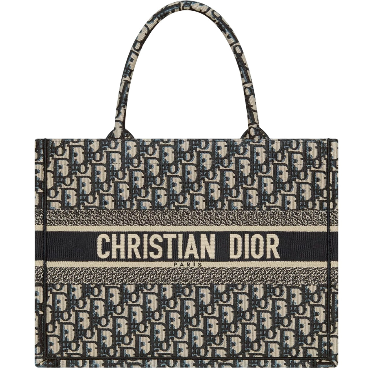 Túi xách nữ Medium Christian Dior Book Tote Ecru and Blue Dior Oblique Embroidery