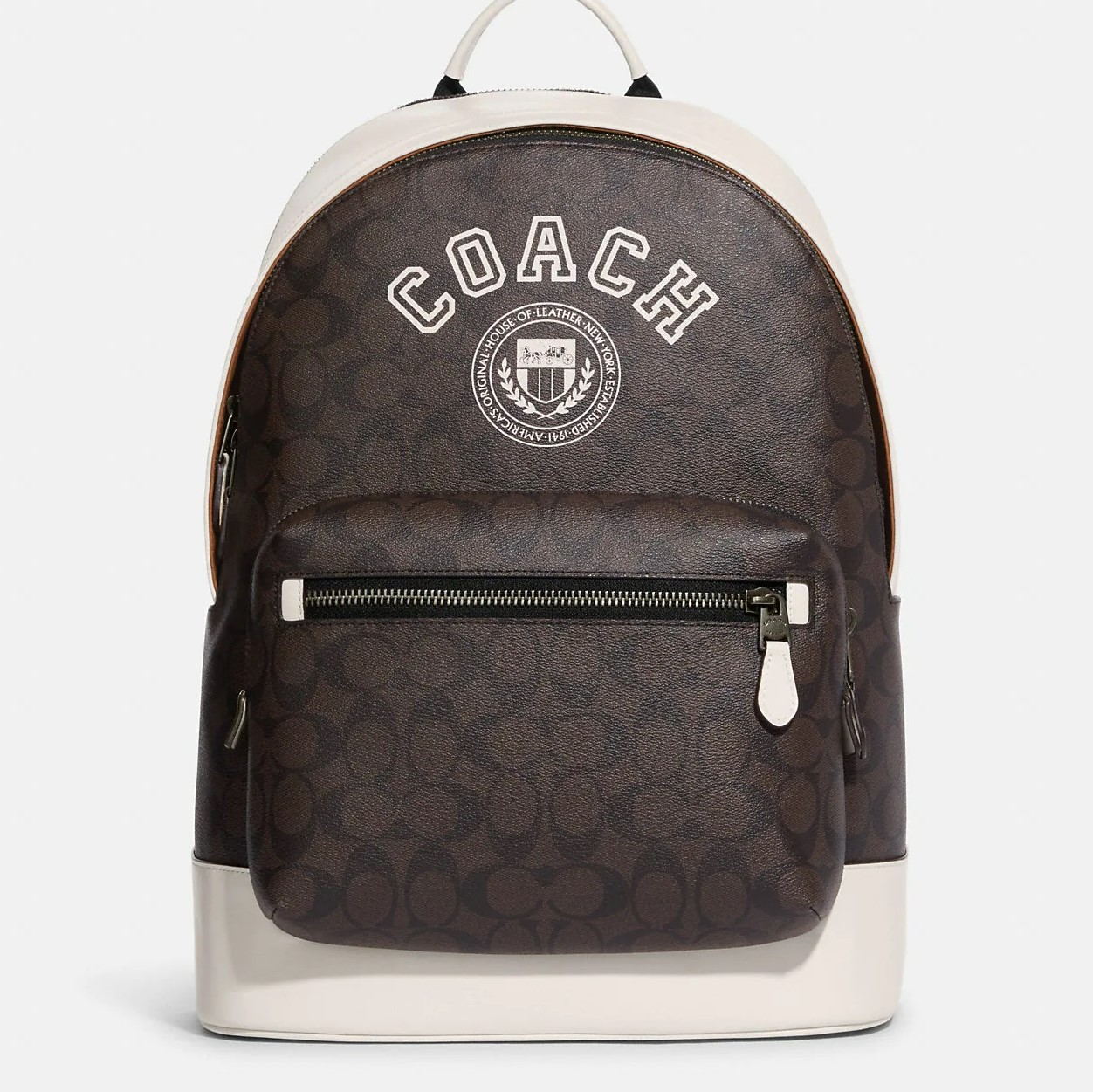 Balo Coach size to West Backpack In Signature Canvas With Varsity Motif