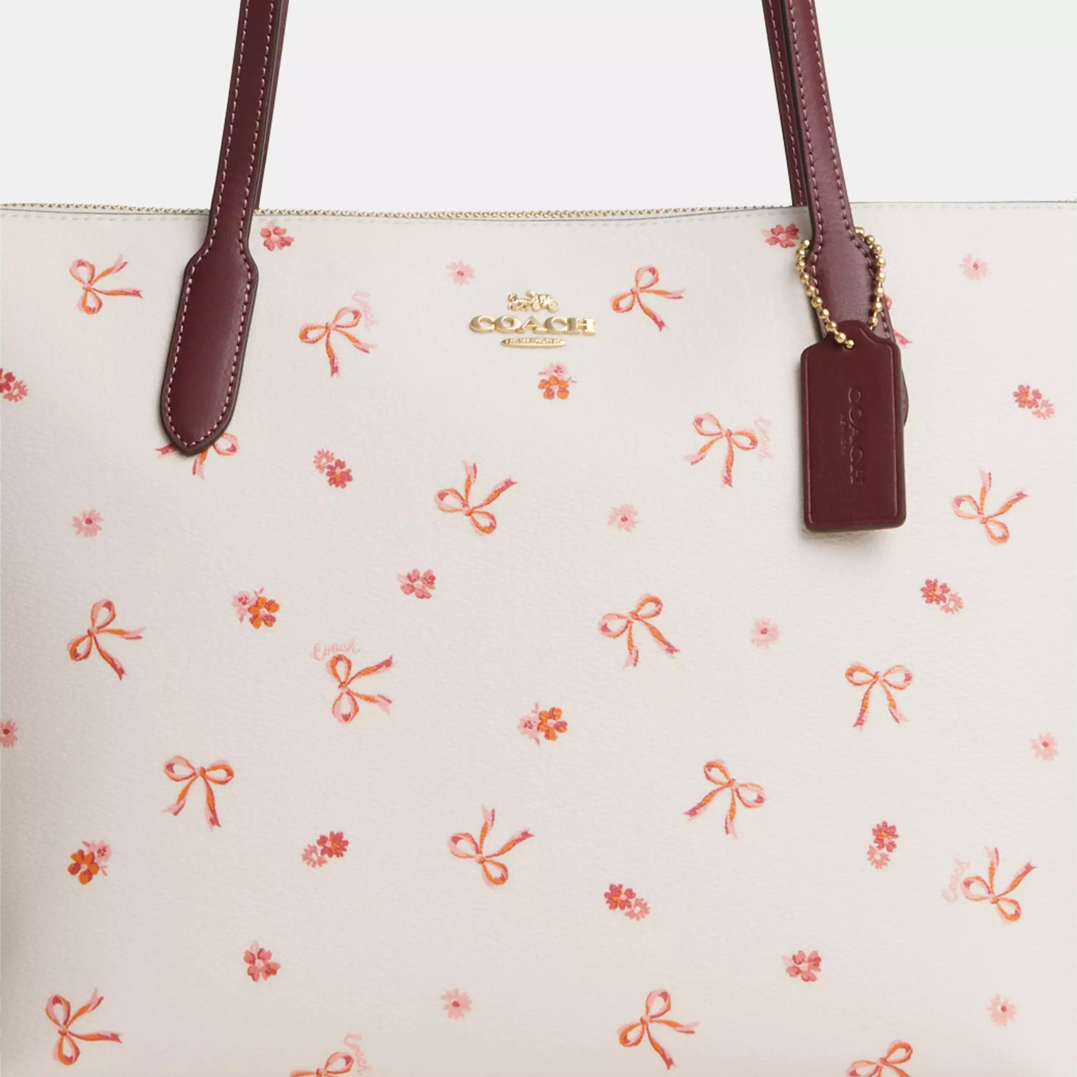 TÚI COACH NỮ ZIP TOP TOTE WITH BOW PRINT COATED CANVAS AND SMOOTH LEATHER CN627 3