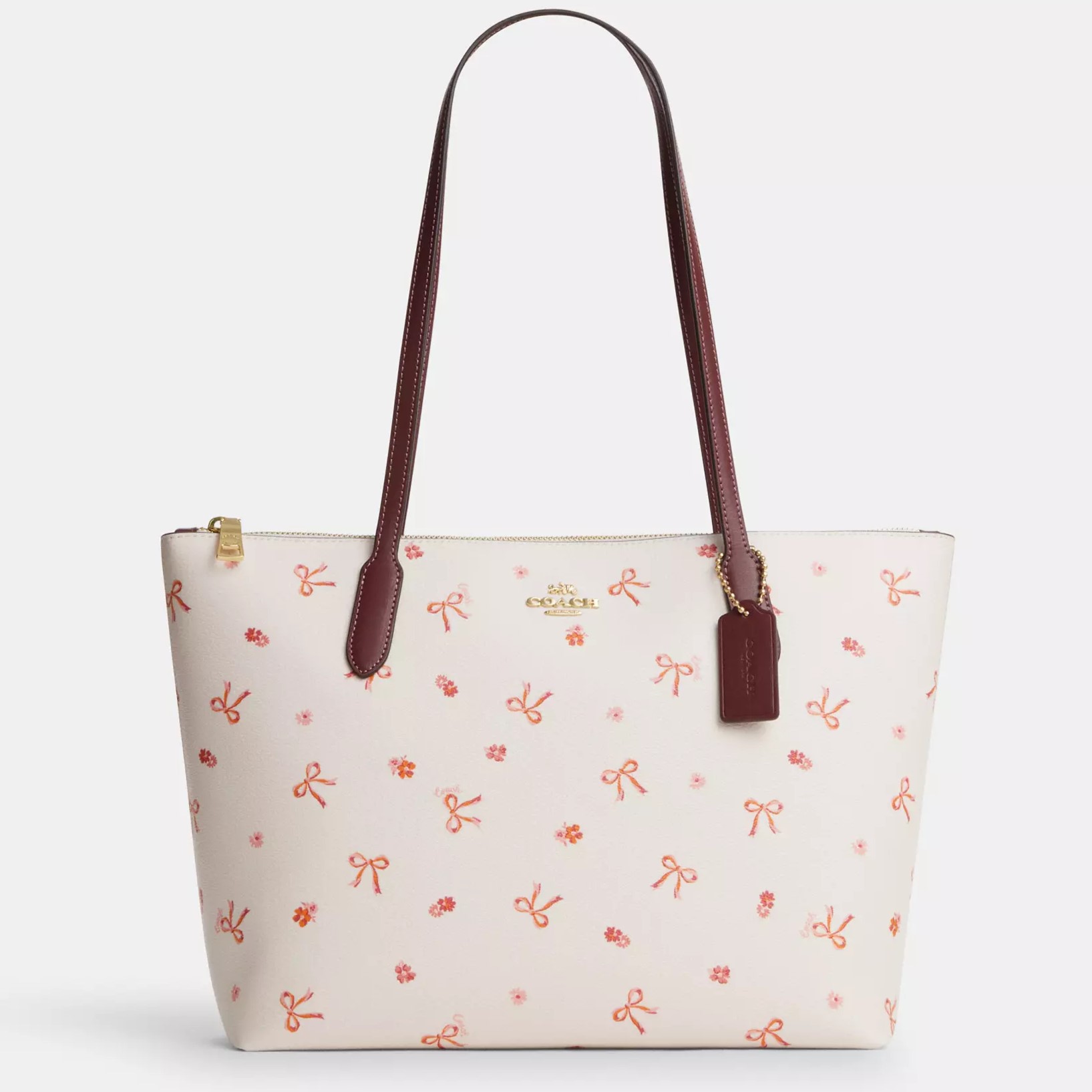 TÚI COACH NỮ ZIP TOP TOTE WITH BOW PRINT COATED CANVAS AND SMOOTH LEATHER CN627 5