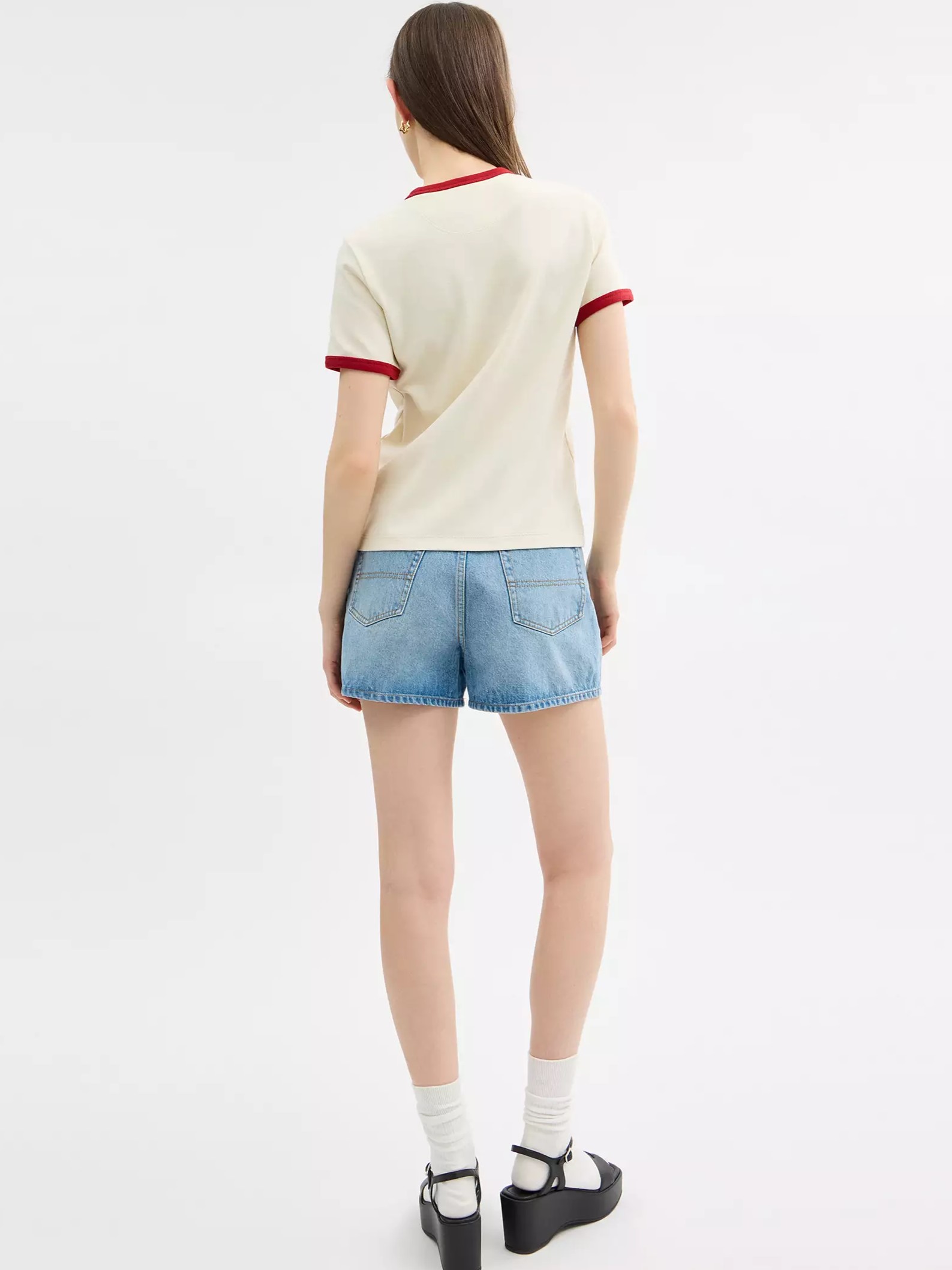 Áo thun nữ Coach New Year Ringer T Shirt In Organic Cotton Cream CZ421 4