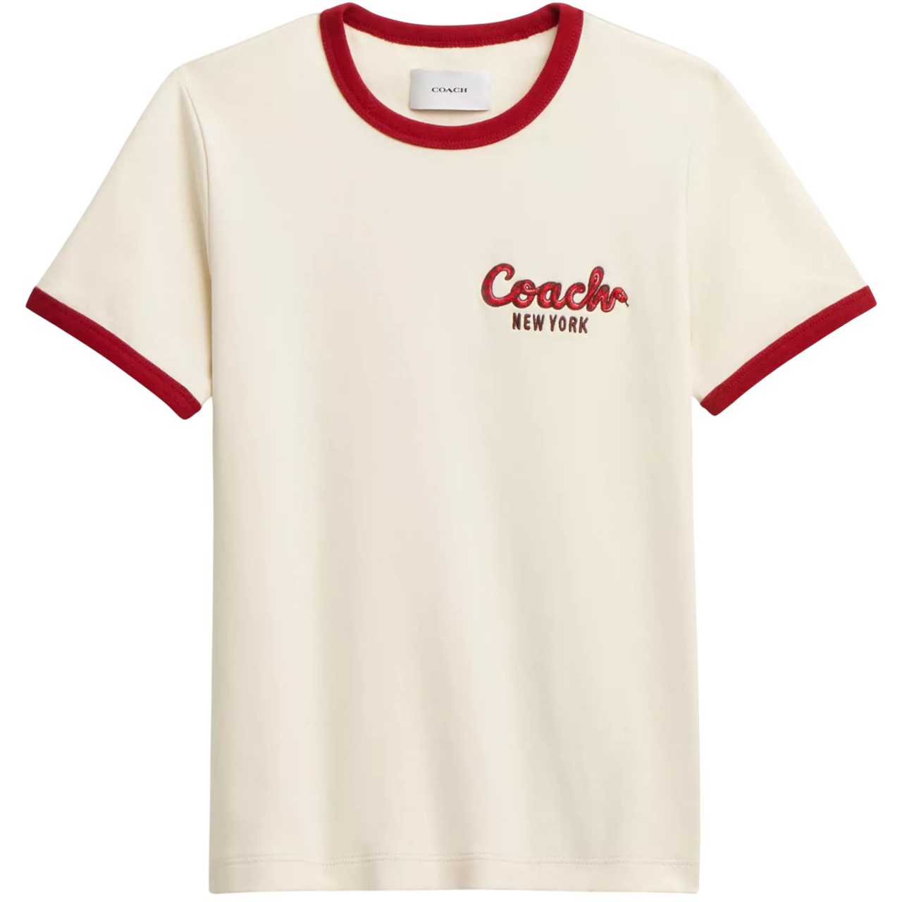 Áo thun nữ Coach New Year Ringer T Shirt In Organic Cotton Cream CZ421 2