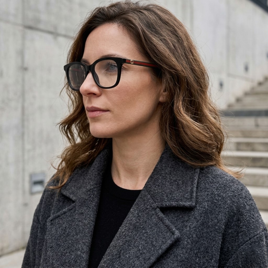Kính Gucci gọng cận Rectangular Optical Shiny Solid Black Acetate Frame GG1864O 1
