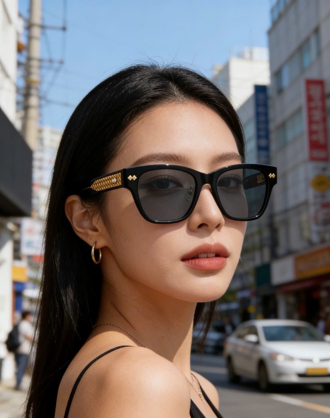 Mắt kính Bottega Veneta Intrecciato Panthos Sunglasses Black BV1441S 16