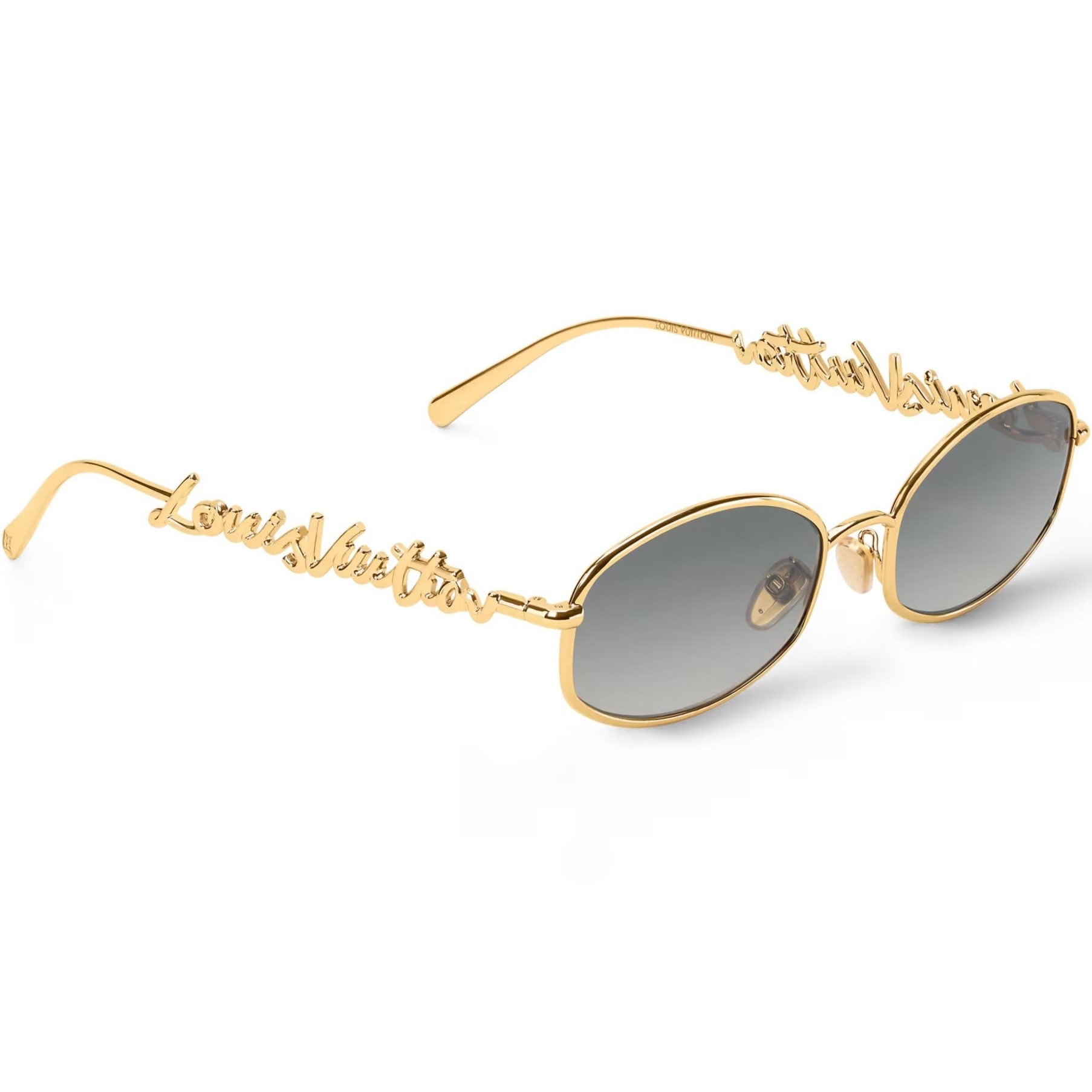 Mắt Kính Louis Vuitton Dáng Tròn LV Script Metal Round Sunglasses Gold 6