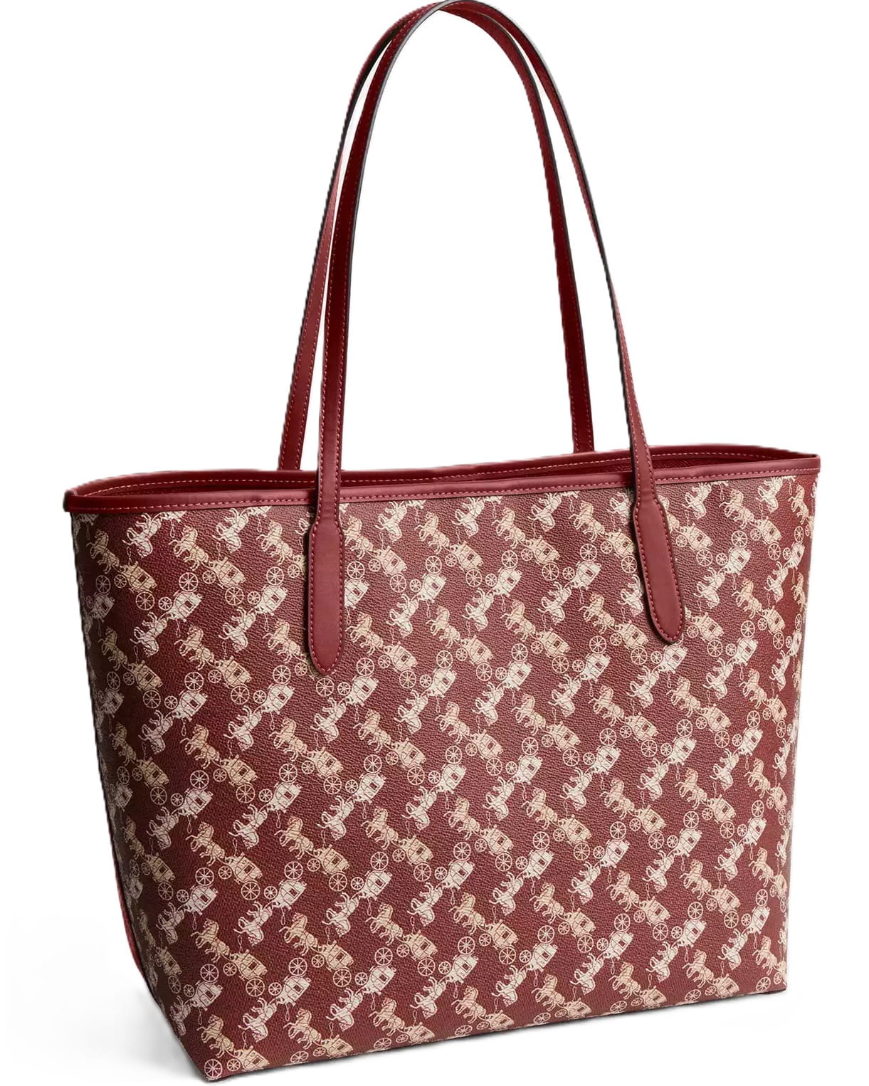 Túi Coach City Tote Bag With Horse And Carriage Print Ruby Red Multi CDB57 6