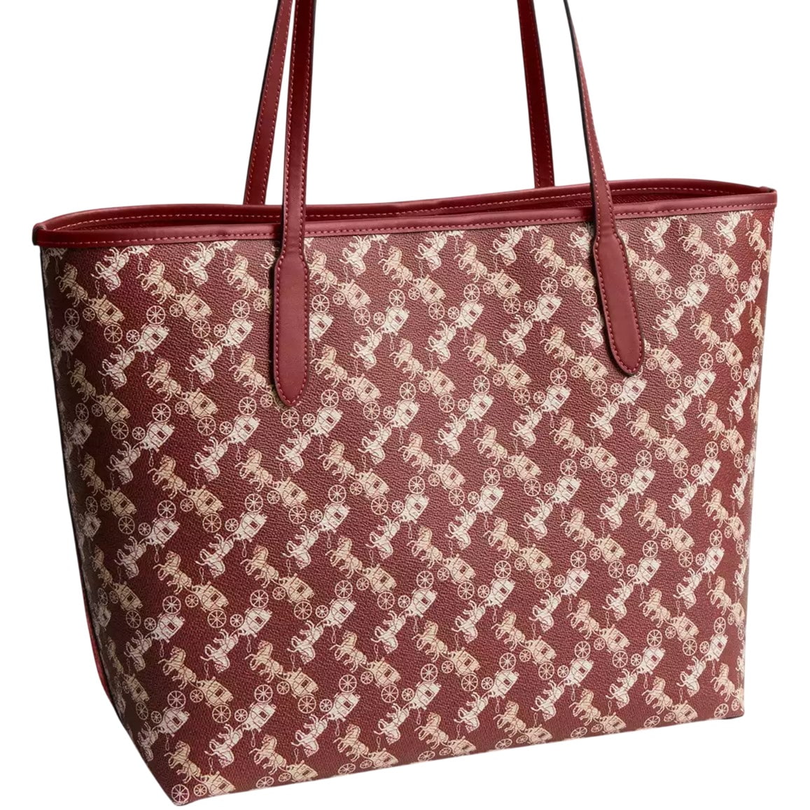 Túi Coach City Tote Bag With Horse And Carriage Print Ruby Red Multi CDB57 8