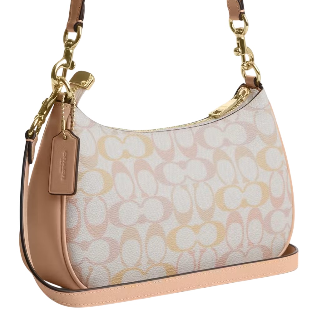 Túi Coach Teri Shoulder Bag In Pretty Signature Canvas Chalk Pink CDZ05 2