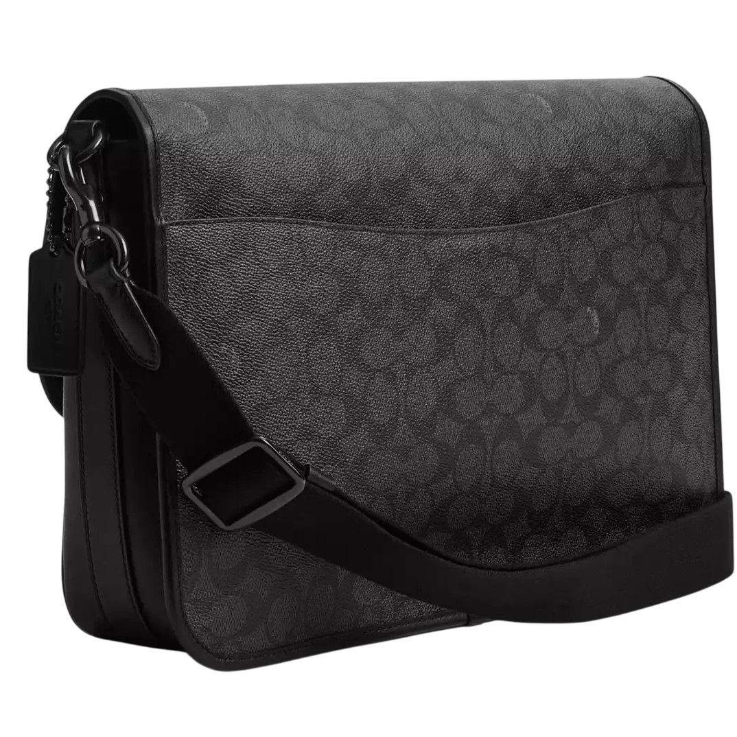 Túi Coach Nam Hitch Messenger Bag In Signature Canvas Charcoal CAH92 3