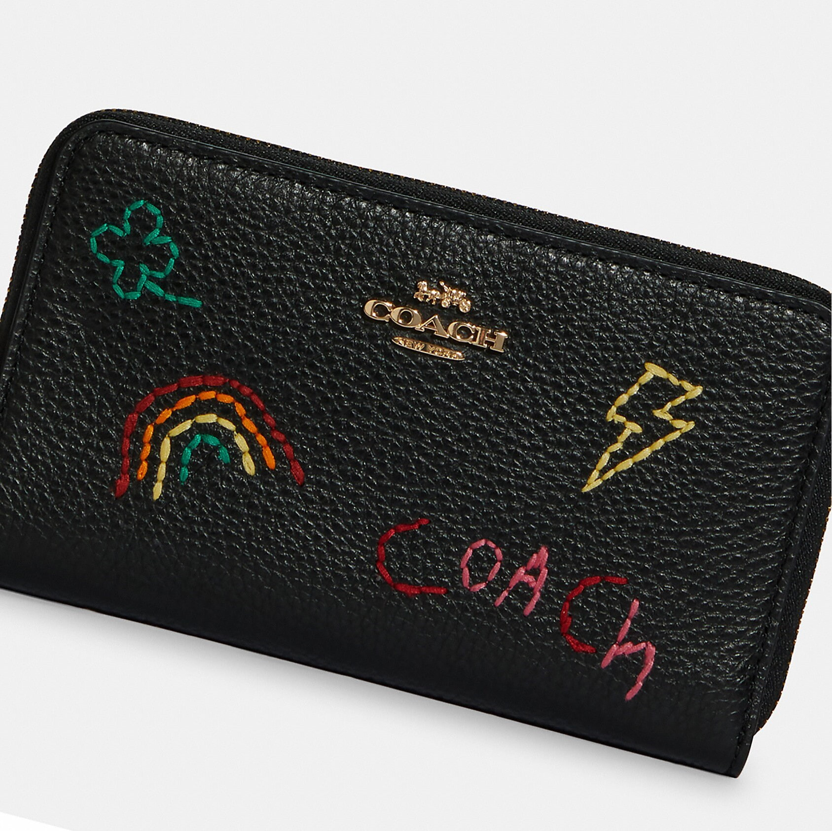 VÍ DÀI BLACK COACH MEDIUM ID ZIP WALLET WITH DIARY EMBROIDERY 6