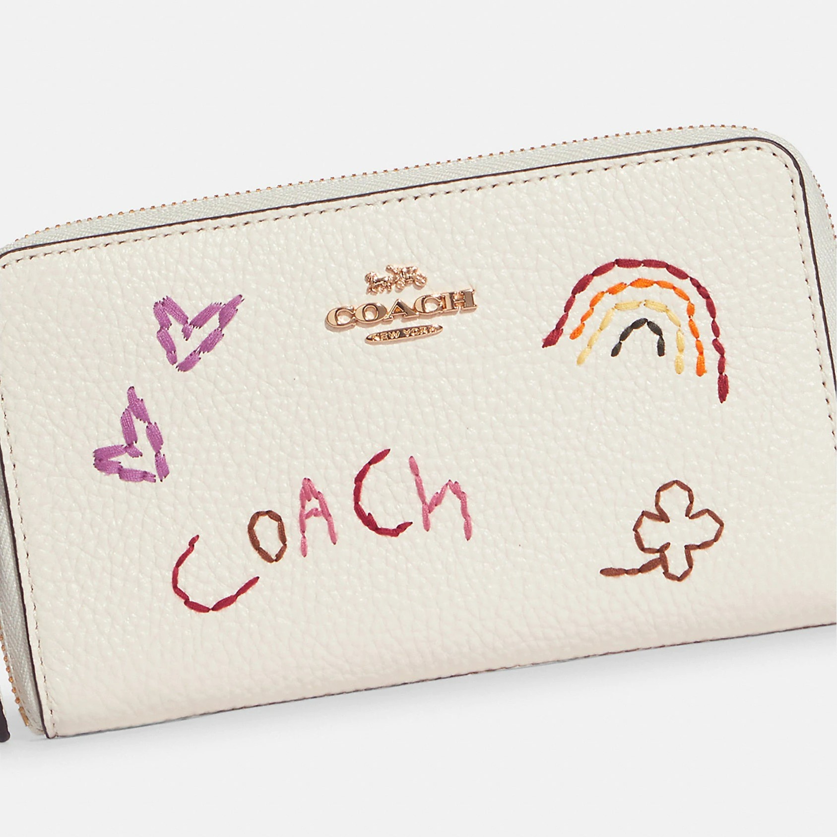 VÍ DÀI WHITE COACH MEDIUM ID ZIP WALLET WITH DIARY EMBROIDERY 2