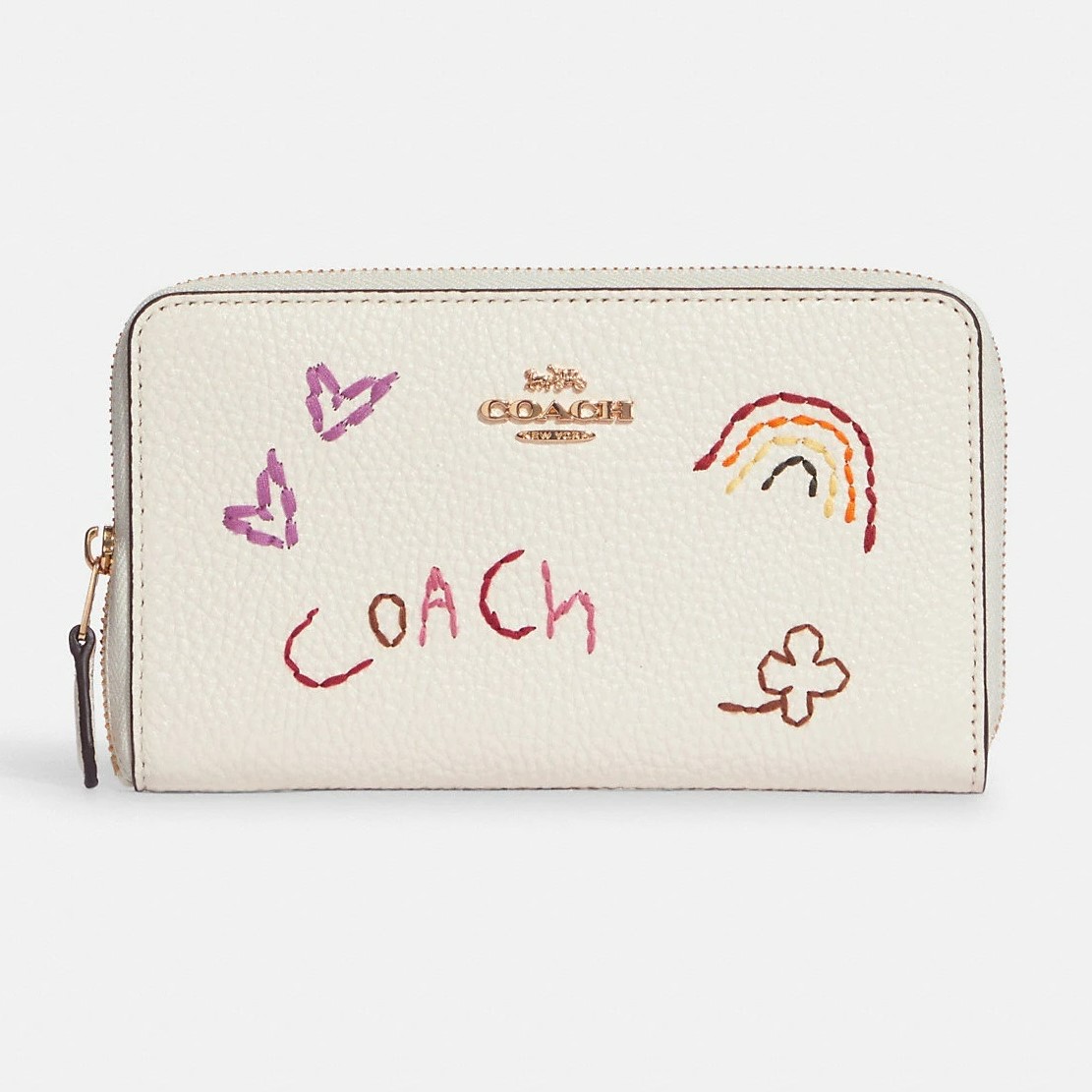 Ví dài White Coach Medium Id Zip Wallet With Diary Embroidery
