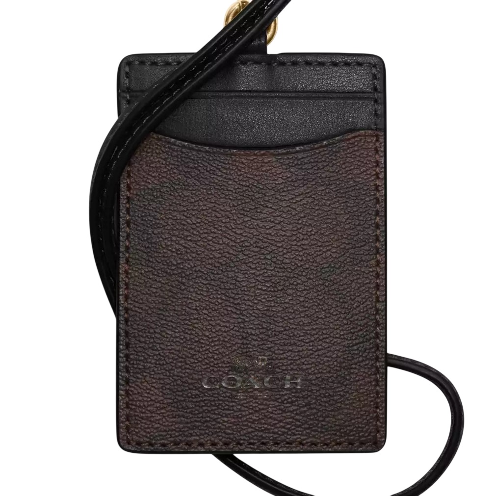 Bao đeo thẻ nhân viên Coach ID Lanyard Signature Canvas Brown 63274 3