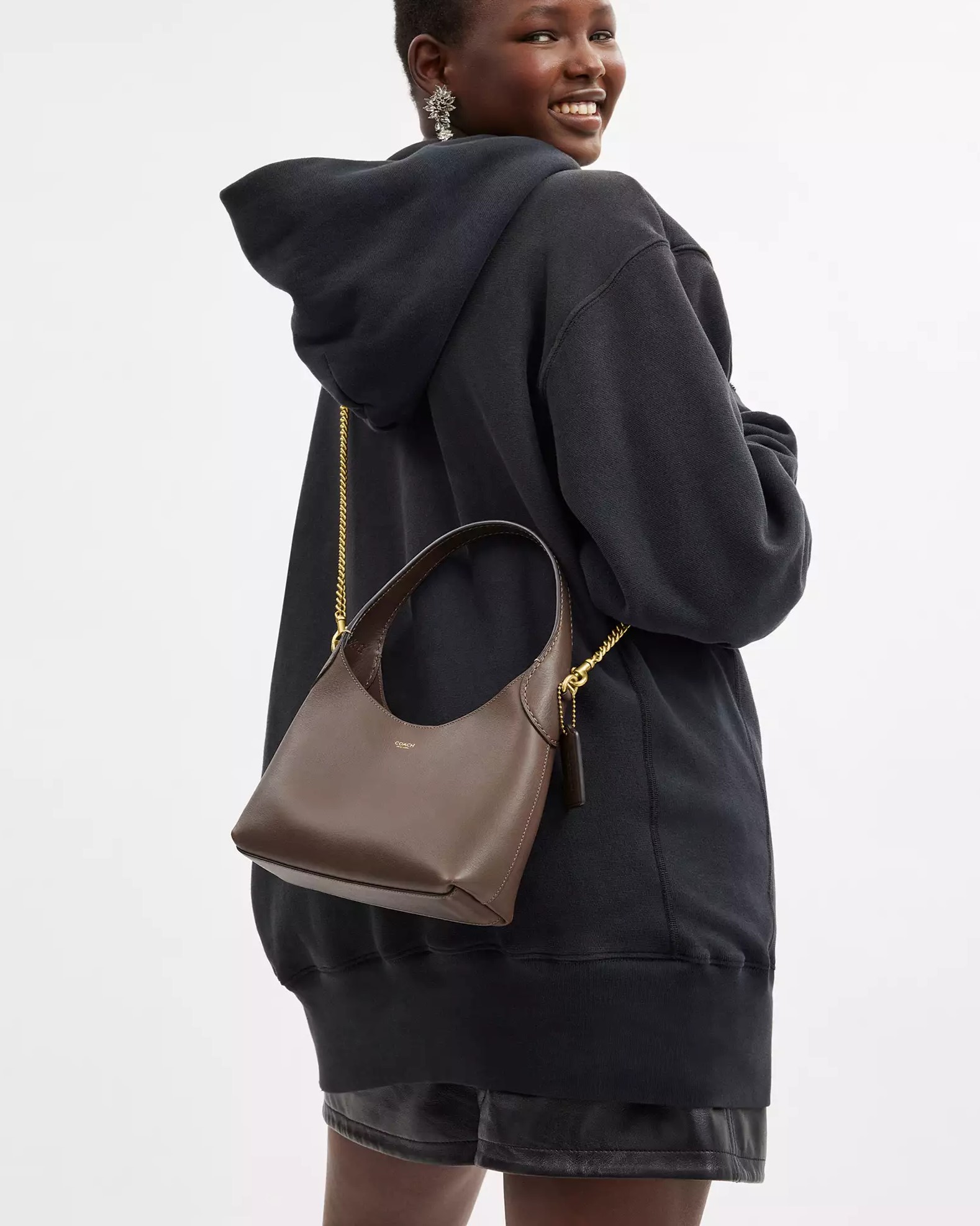 Túi xách nữ Coach Brooklyn Shoulder Bag 23 Brass Dark Stone CW614 6