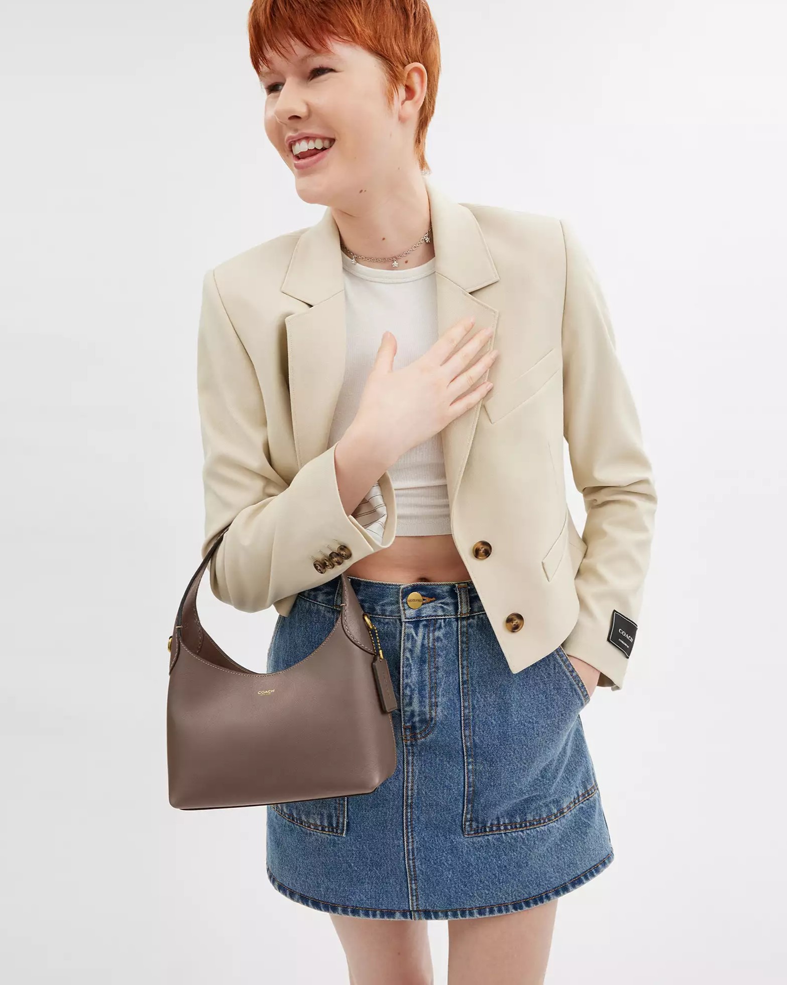 Túi xách nữ Coach Brooklyn Shoulder Bag 23 Brass Dark Stone CW614 7