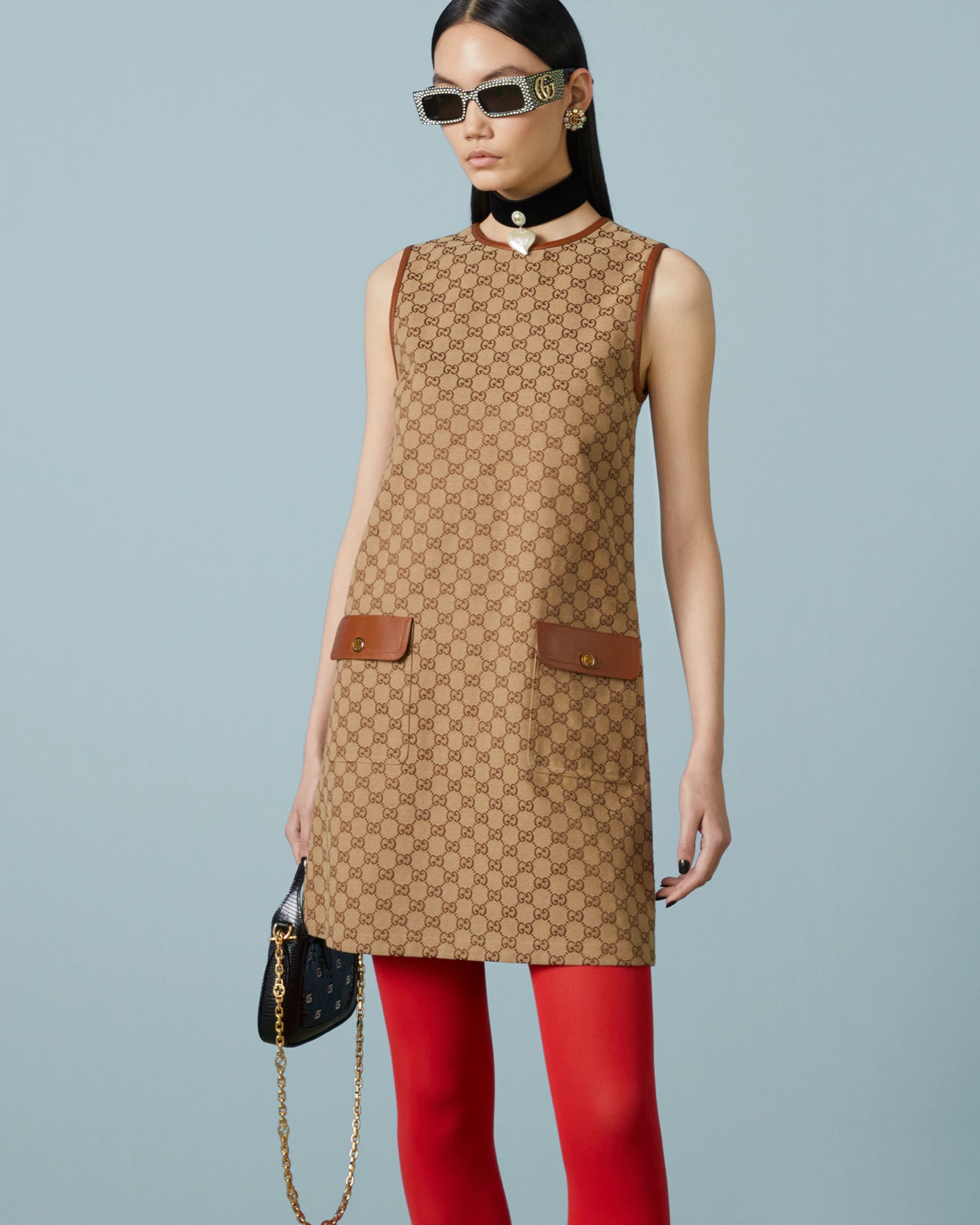 Váy đầm Gucci GG Canvas Dress Brown and Beige 1