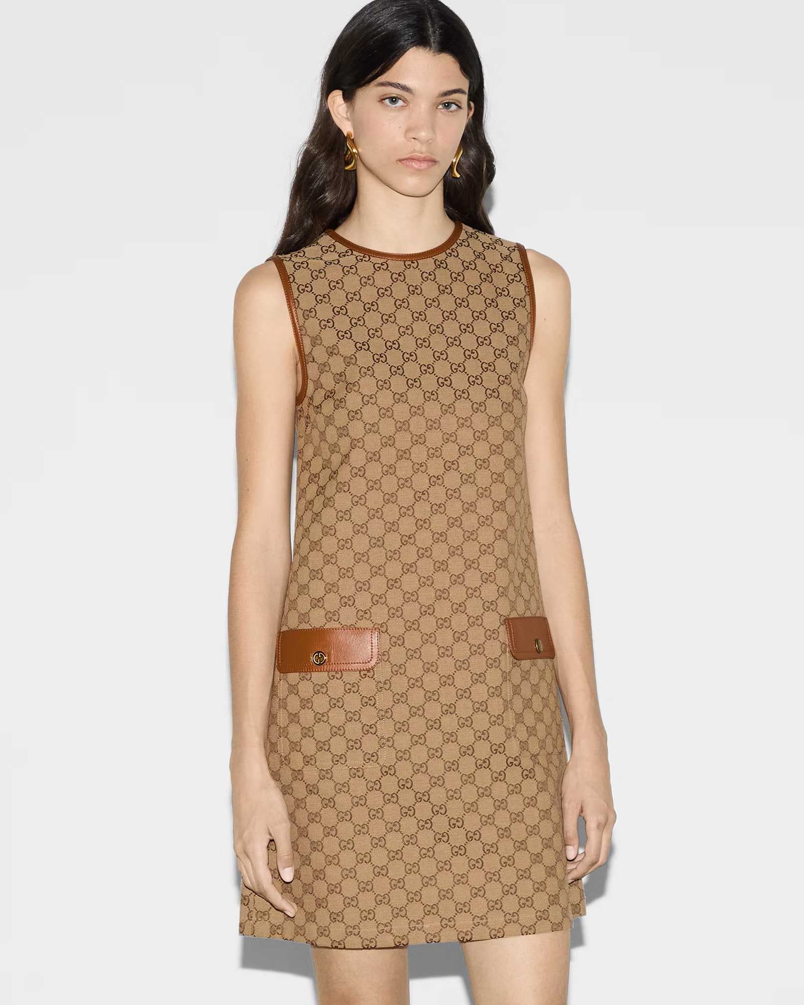 Váy đầm Gucci GG Canvas Dress Brown and Beige 2