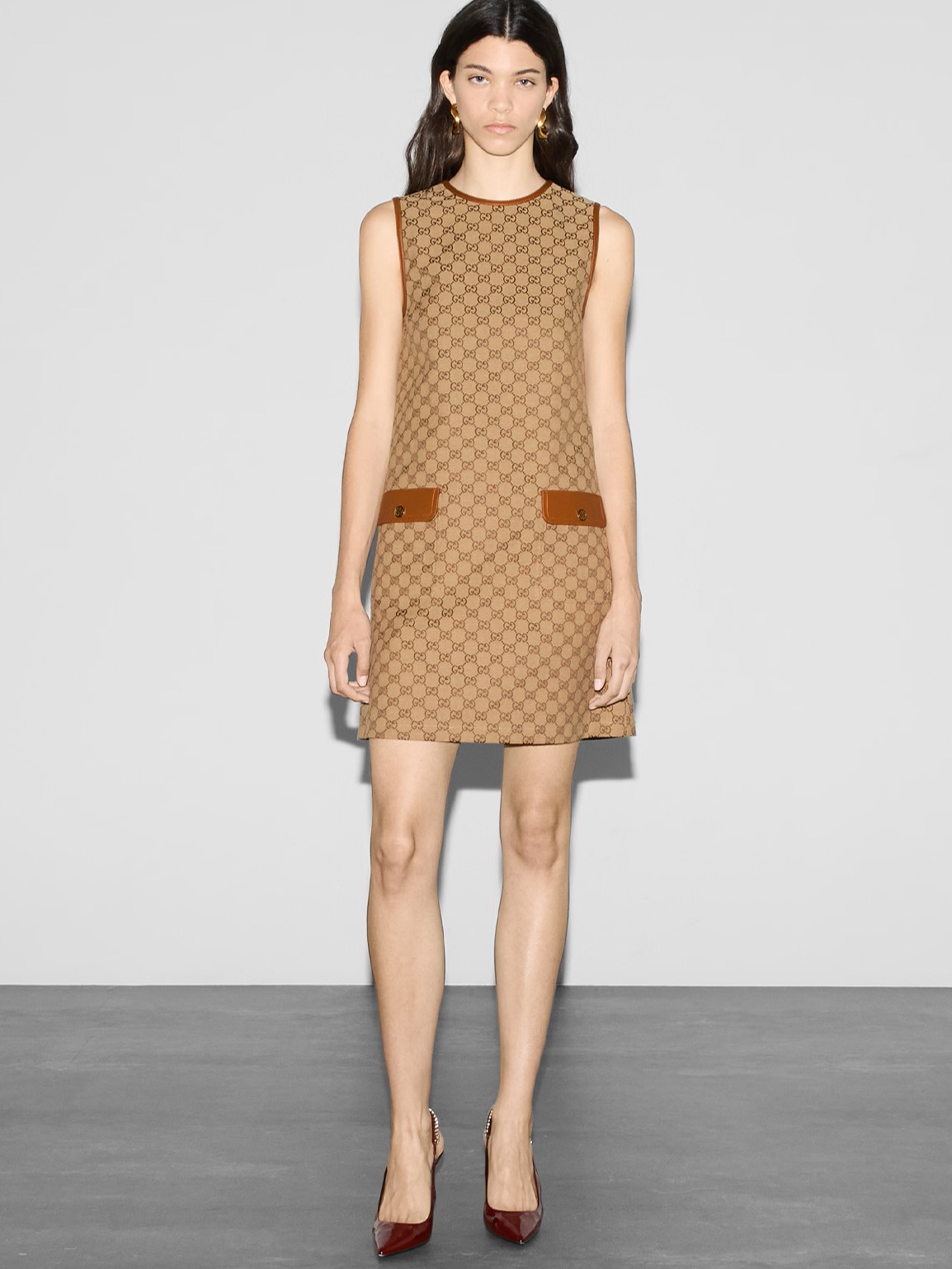 Váy đầm Gucci GG Canvas Dress Brown and Beige 7
