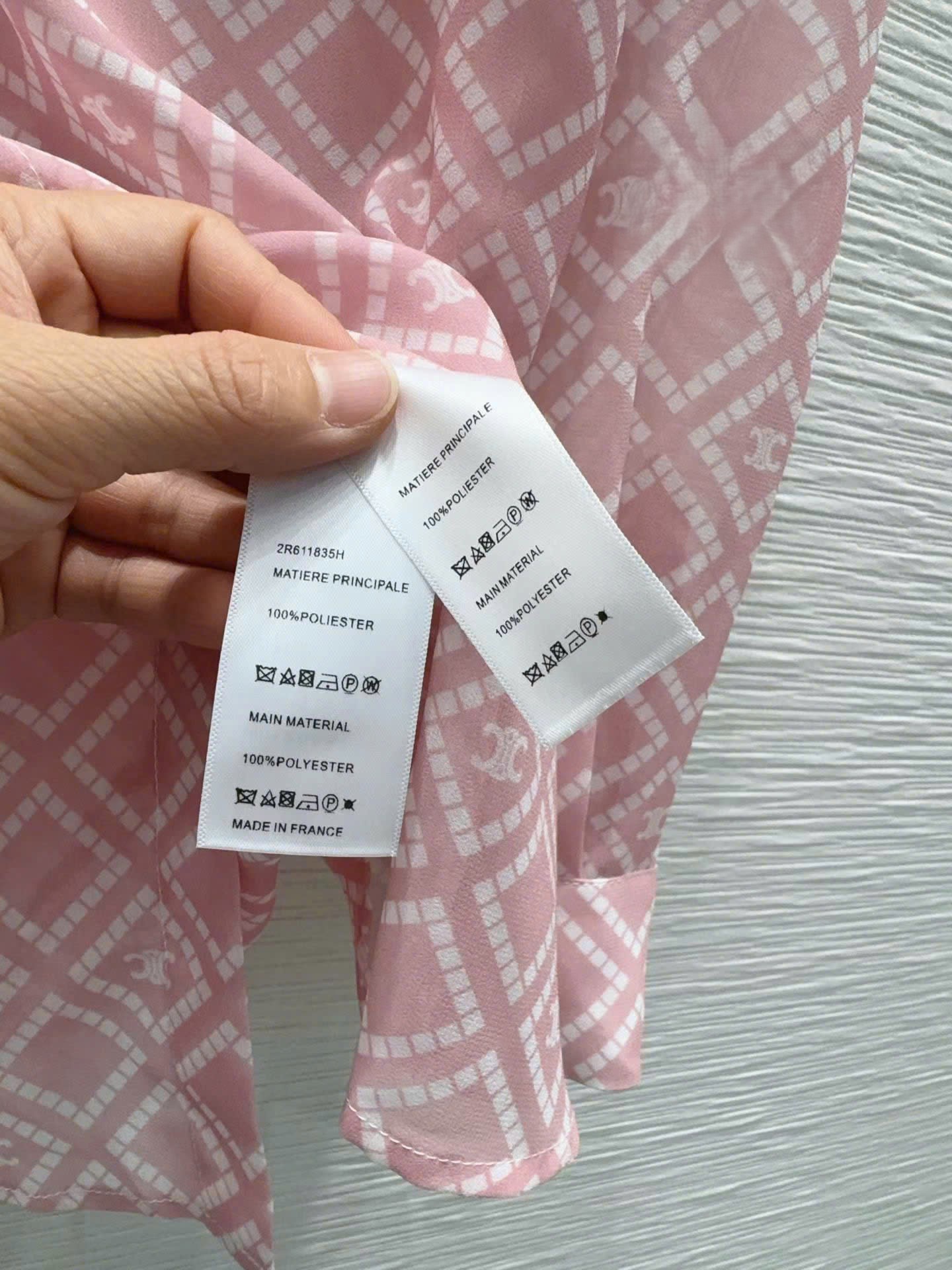 Áo sơ mi nữ màu hồng tay dài voan Celine 5