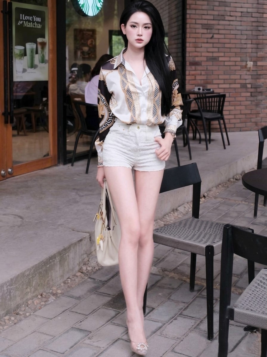 Áo sơ mi nữ tay dài hoa tiết hãng Versace 5