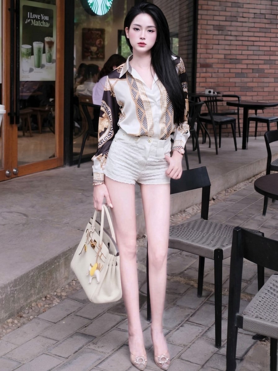 Áo sơ mi nữ tay dài hoa tiết hãng Versace 8