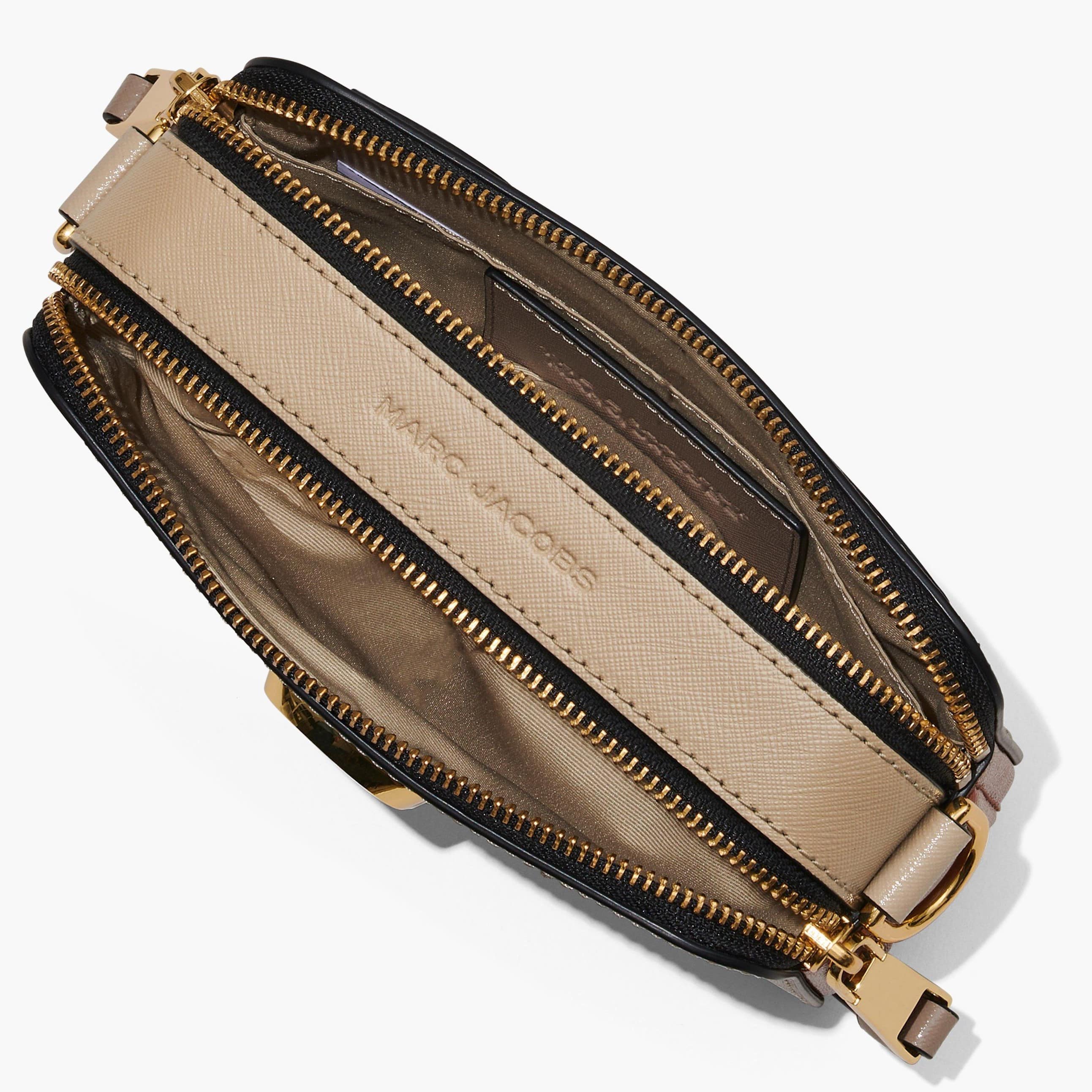 Túi đeo vai nữ Marc Jacobs màu nâu The Snapshot Calf Leather Camera Bag in Cement Multi 3