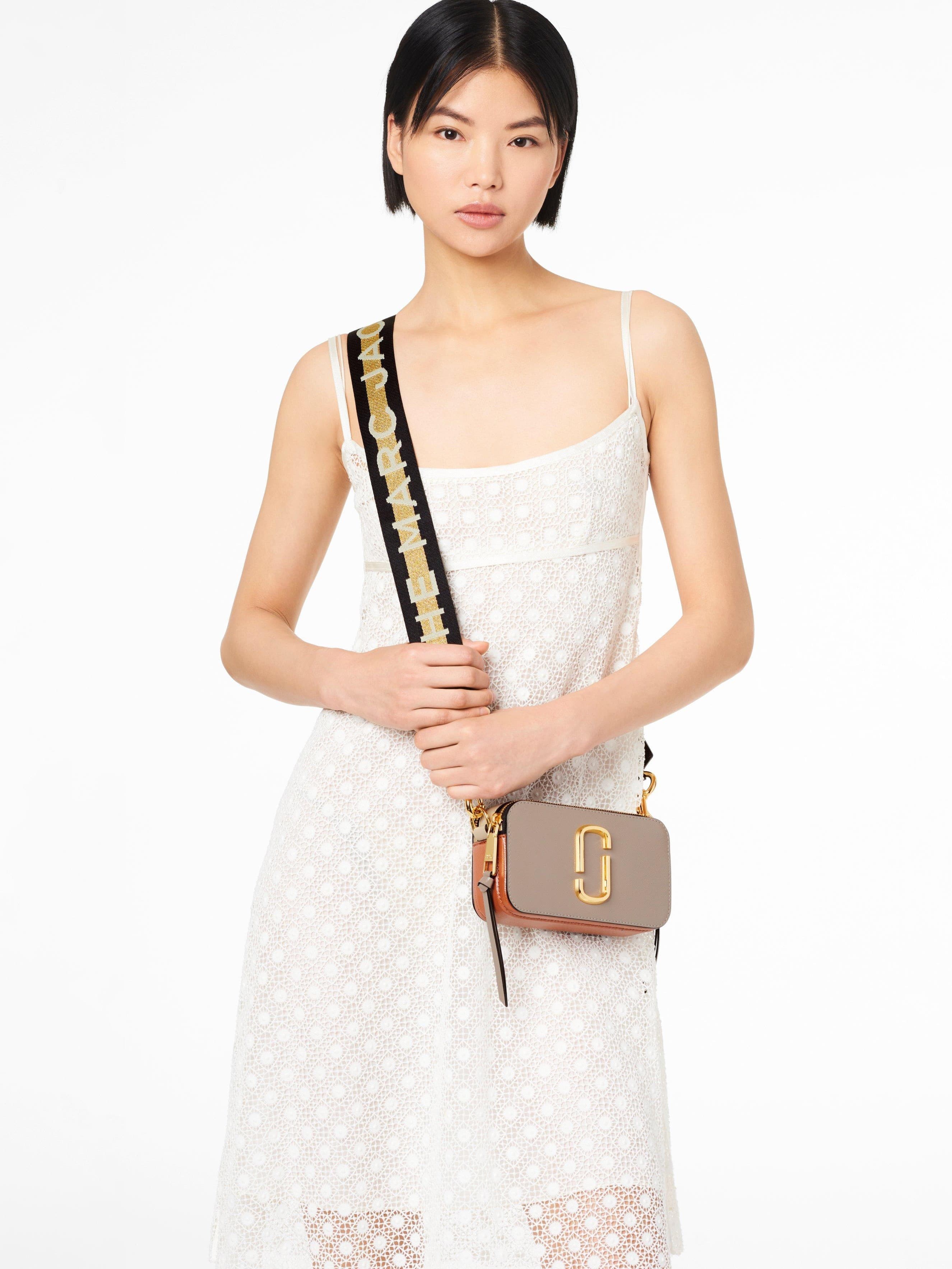 Túi đeo vai nữ Marc Jacobs màu nâu The Snapshot Calf Leather Camera Bag in Cement Multi 5