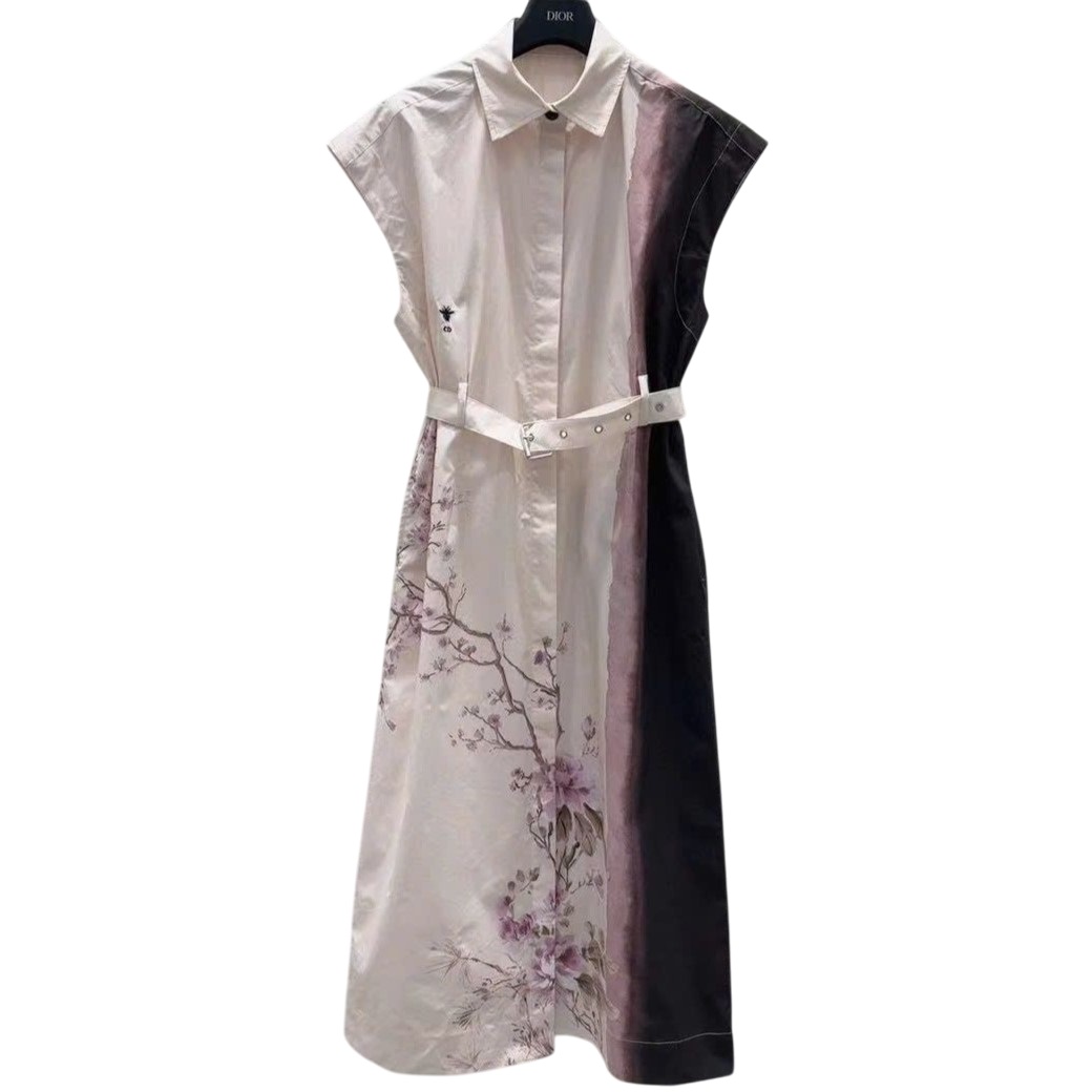 Đầm dài hoa tím nhỏ Dior 2