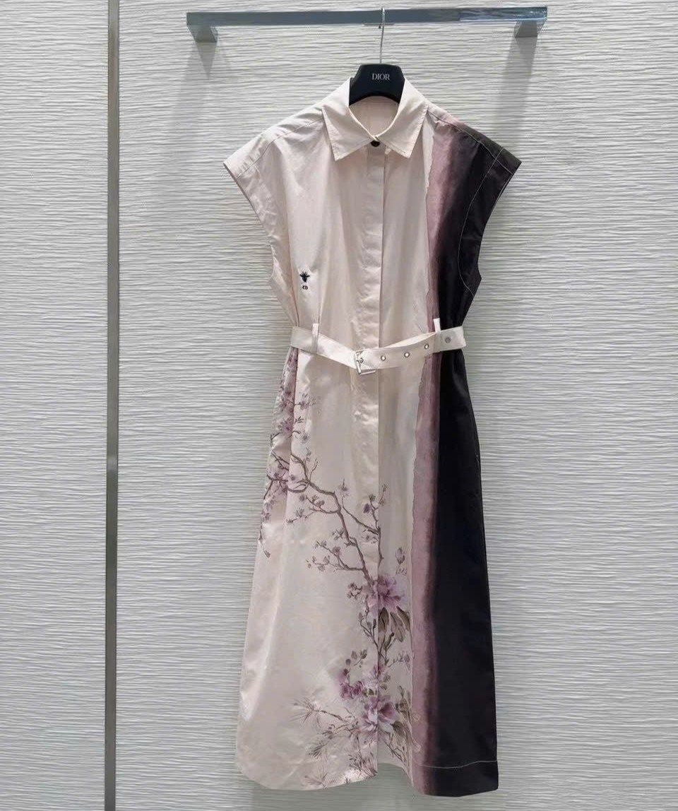 Đầm dài hoa tím nhỏ Dior 6