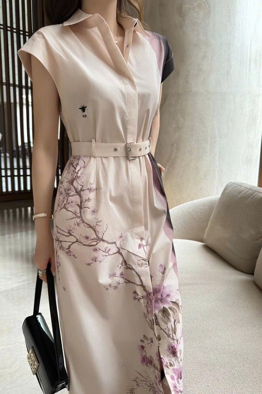 Đầm dài hoa tím nhỏ Dior 7