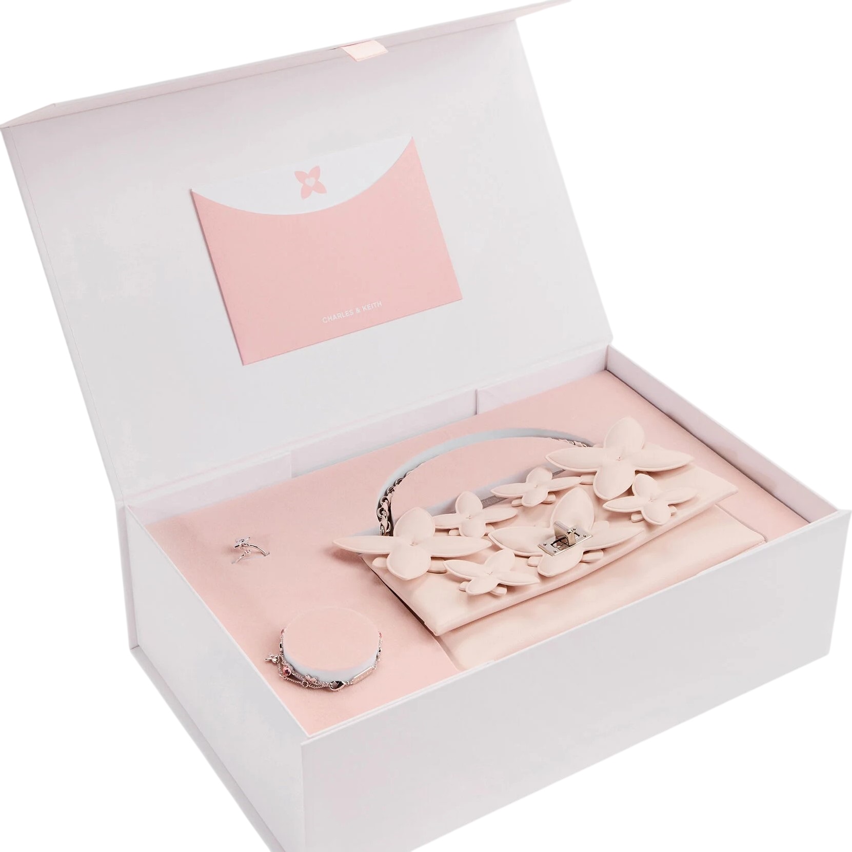 Túi đeo vai Charles Keith Flower Chain Shoulder Bag With Jewellery Set Soft Pink CK17-20271828 8