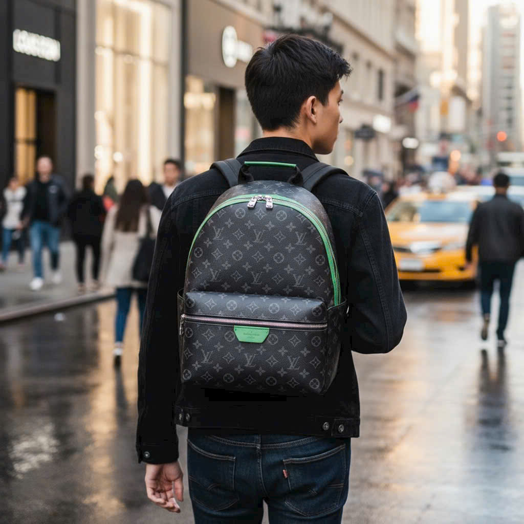 Ba Lô Louis Vuitton Discovery PM Backpack Monogram Eclipse Canvas Bamboo Green 3