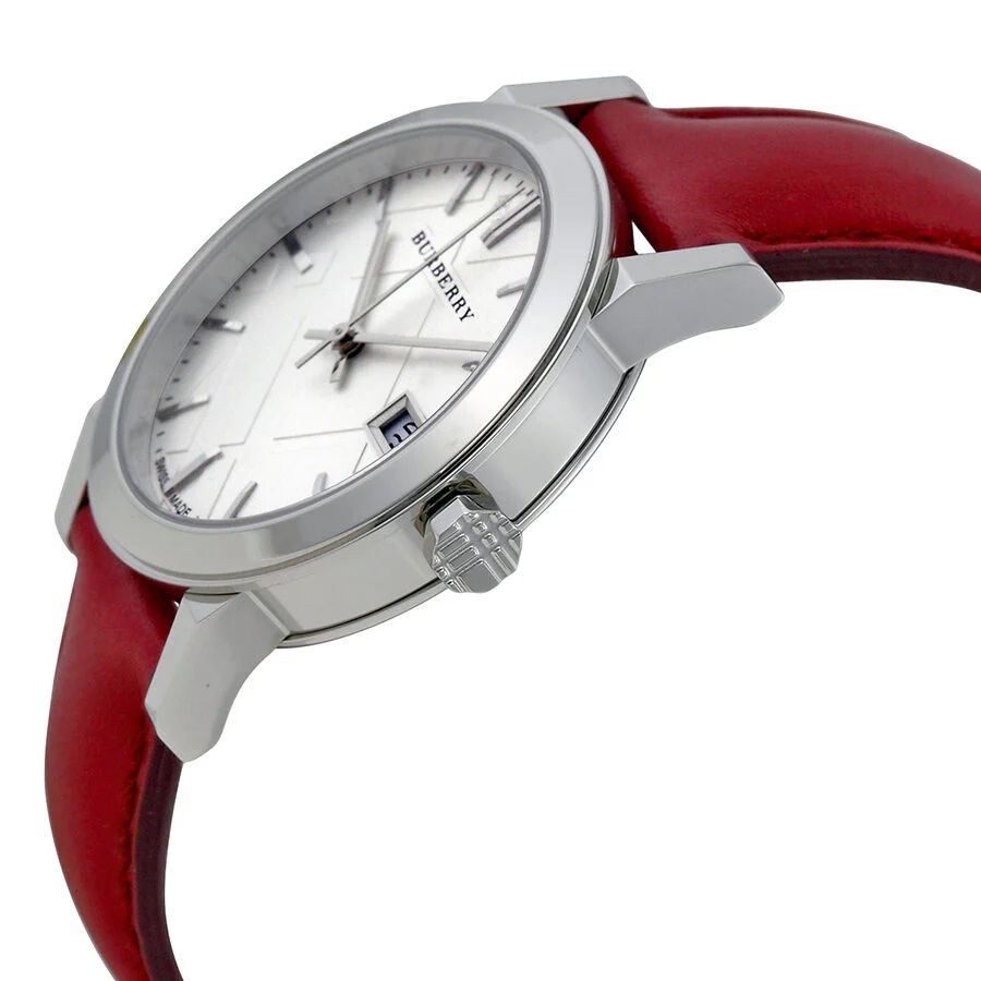 Đồng Hồ Nữ Burberry The City White Silver Dial Red Leather Ladies Watch BU9129 3