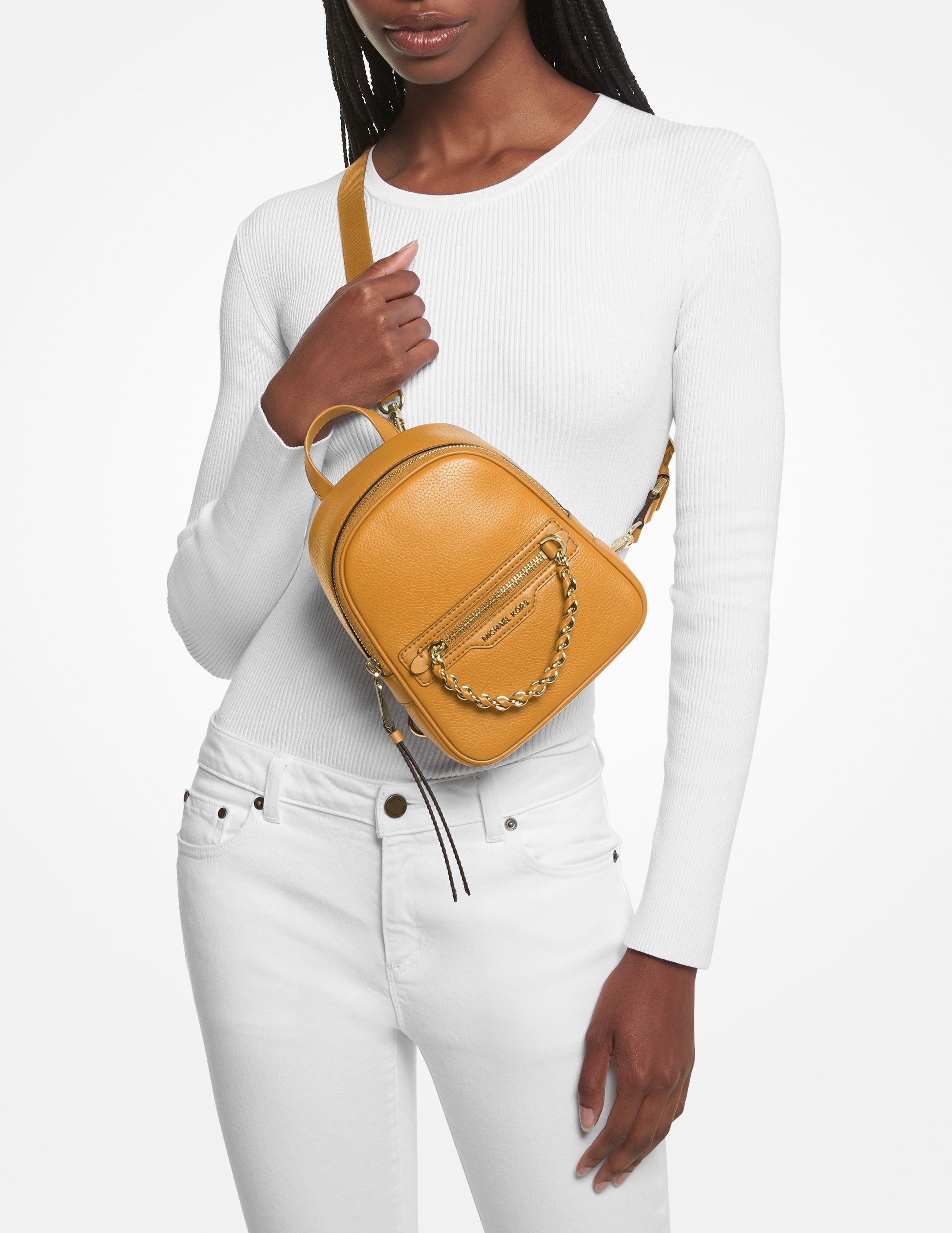 BALO MK NỮ MICHAEL KORS ELLIOT EXTRA SMALL YELLOW LEATHER BACKPACK 30F3G5EB0L878 5