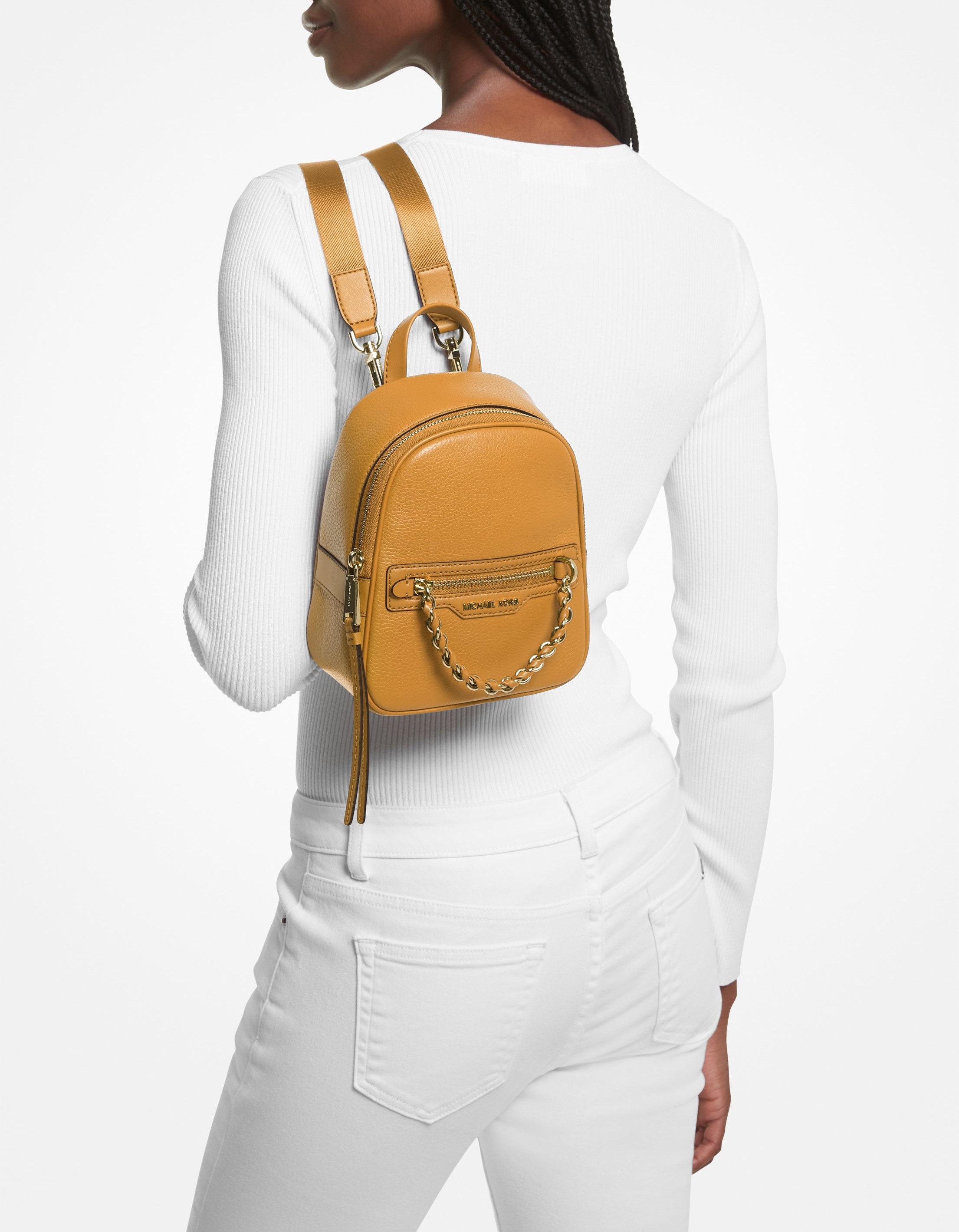 BALO MK NỮ MICHAEL KORS ELLIOT EXTRA SMALL YELLOW LEATHER BACKPACK 30F3G5EB0L878 4