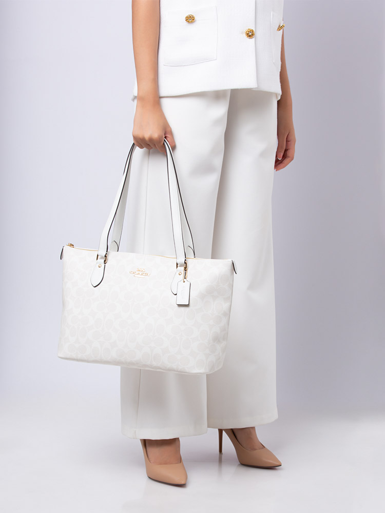 Túi Tote Nữ Coach Gallery Tote Bag In Signature Canvas Glacier White CW381 8