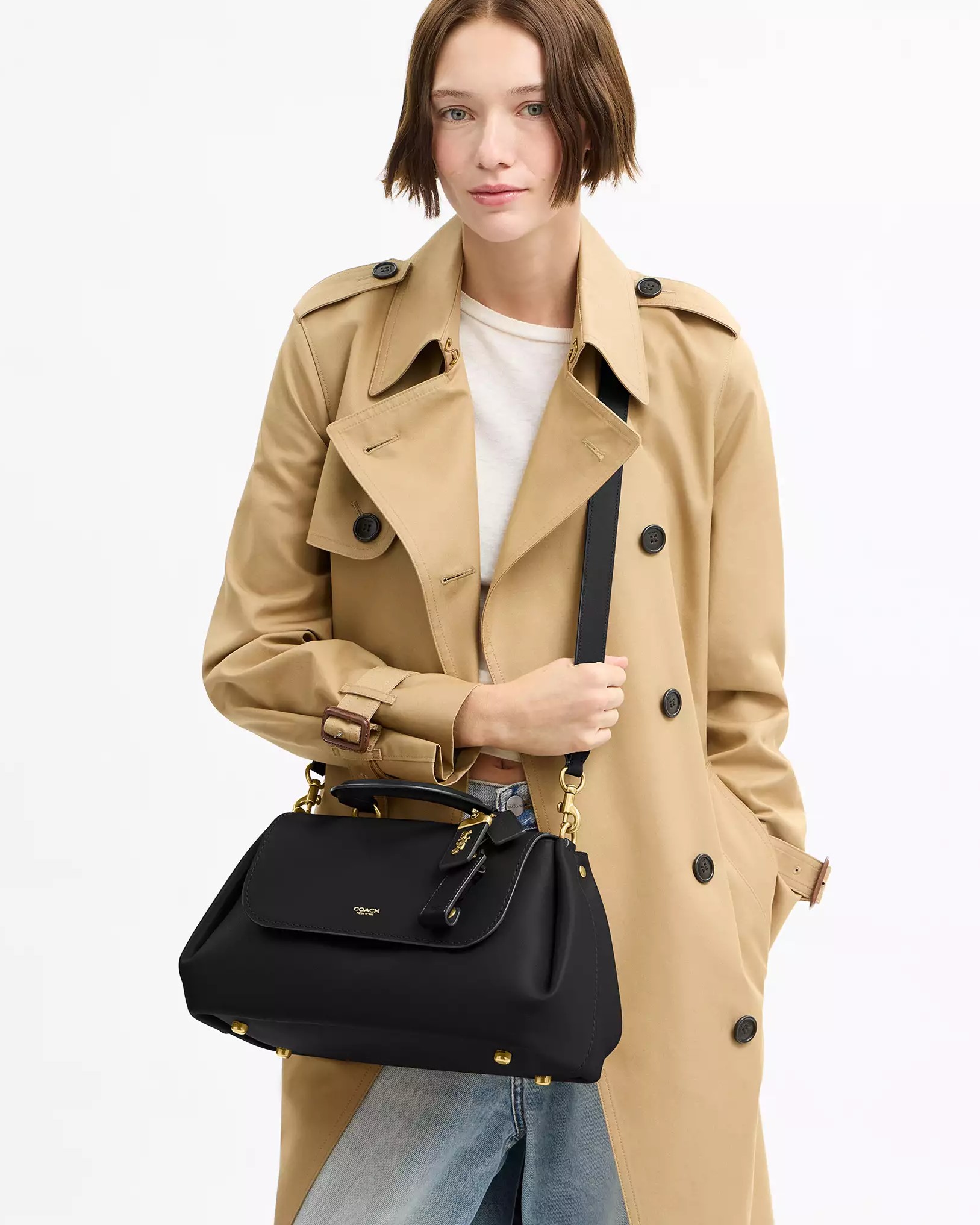 Túi Coach Slouchy Rogue Top Handle Bag Brass Black CCC39 8