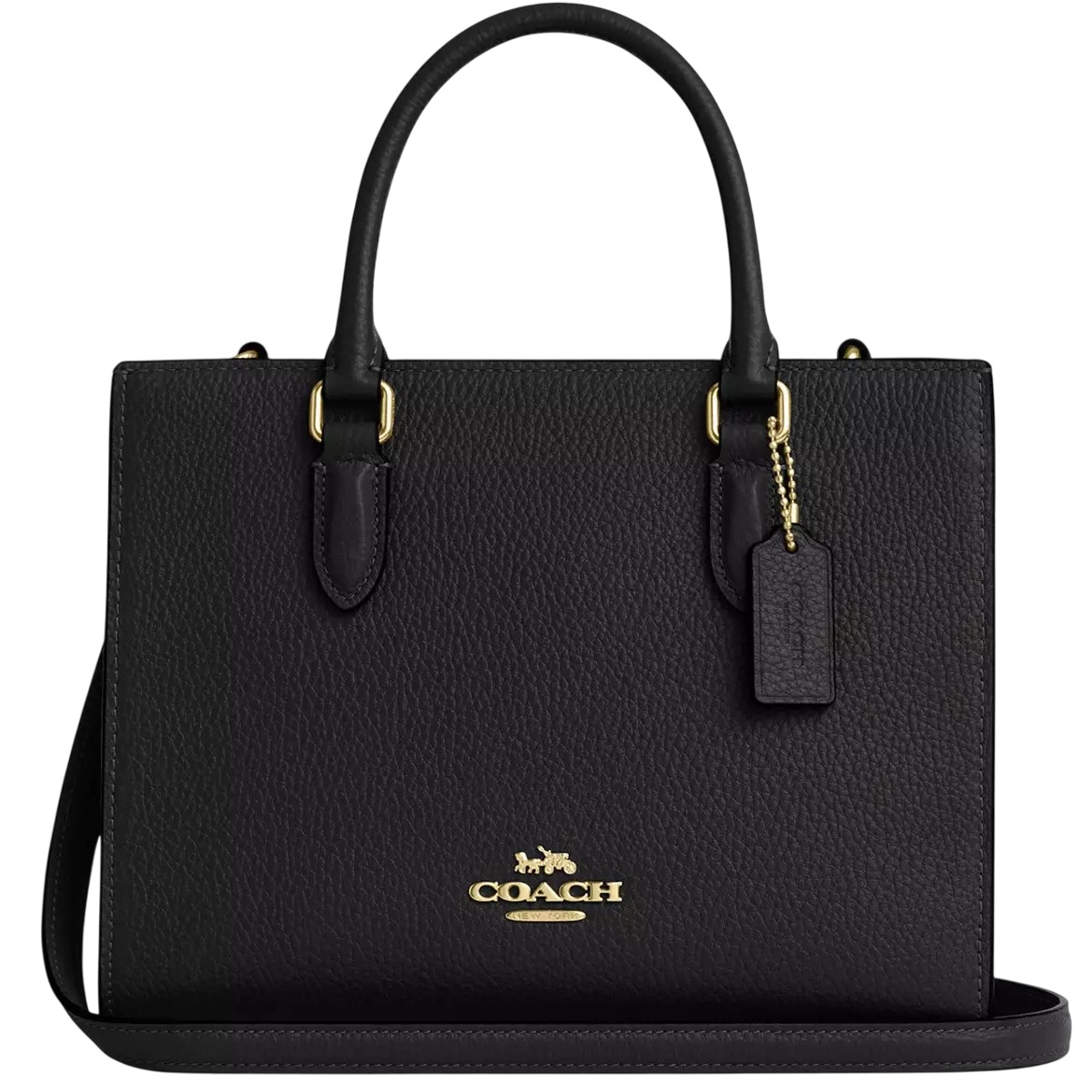 Túi Coach Maggie Small Tote Bag Pebbled Leather Gold Black CY668 6