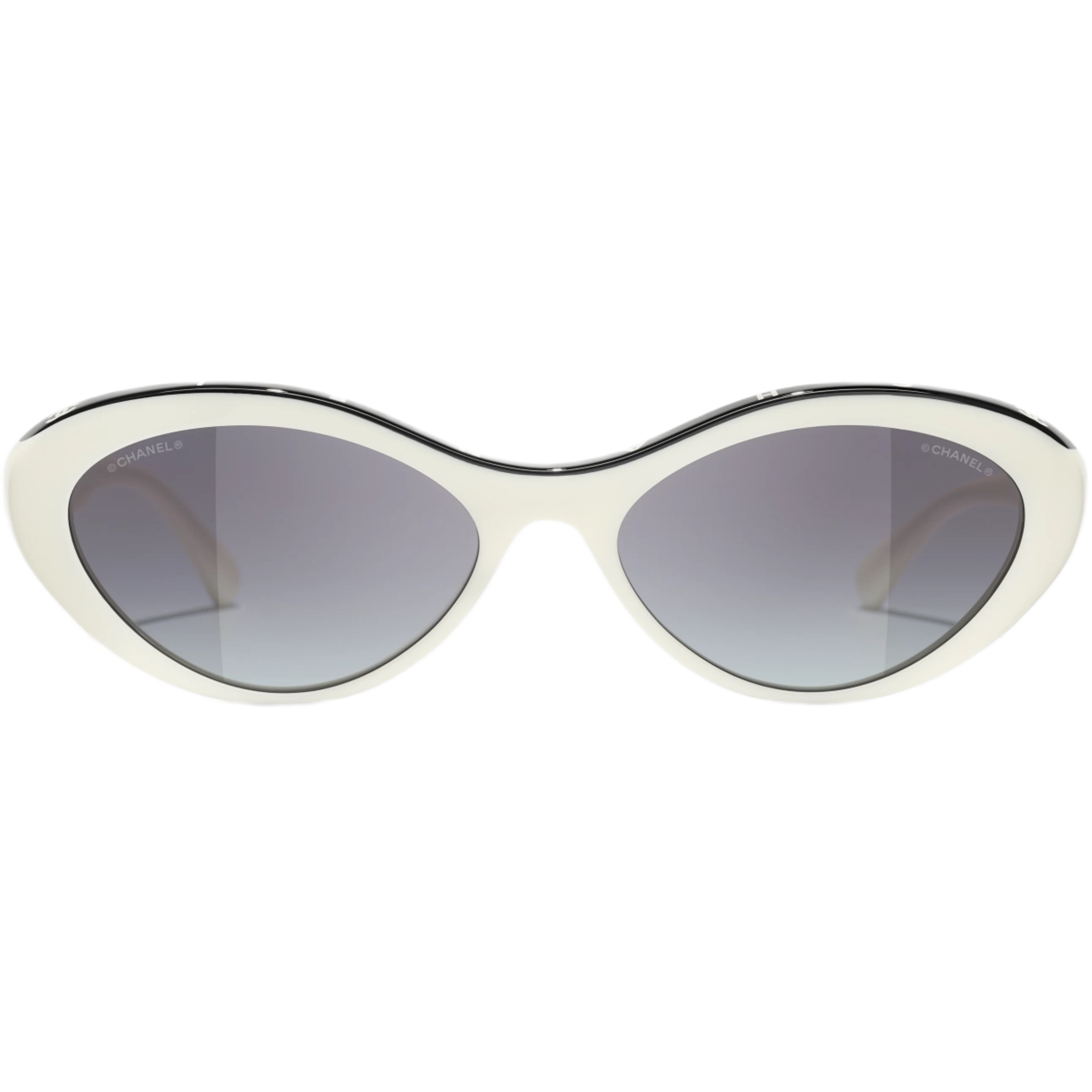Mắt Kính Chanel Oval-framed Sunglasses Black and White 3