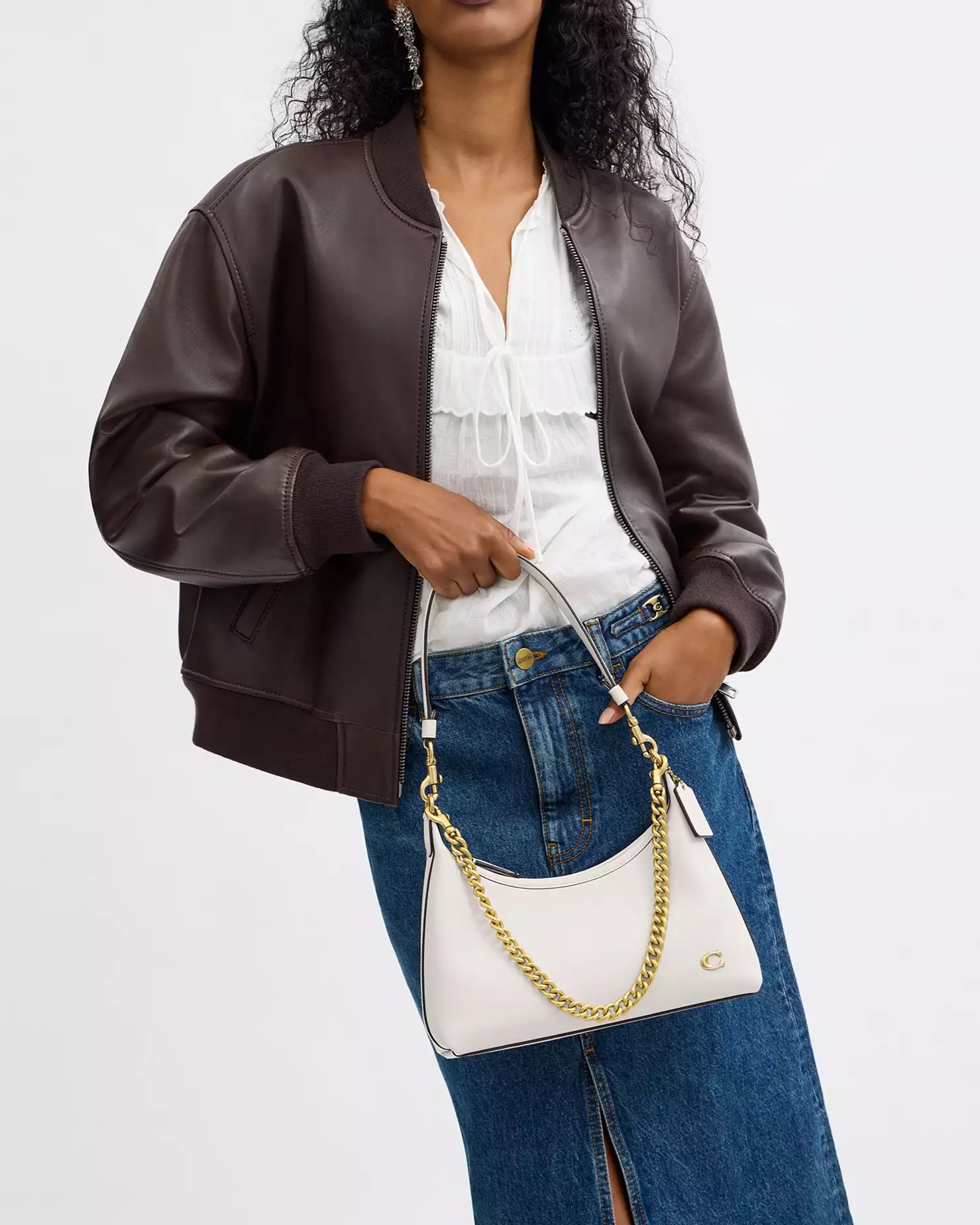 Túi kẹp nách Coach Juliet Shoulder Bag 25 Smooth Leather Chalk CW640 11