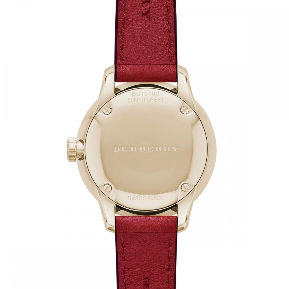 ĐỒNG HỒ NỮ BURBERRY THE CLASSIC ROUND RED LEATHER STRAP LADIES WATCH BU10102 1