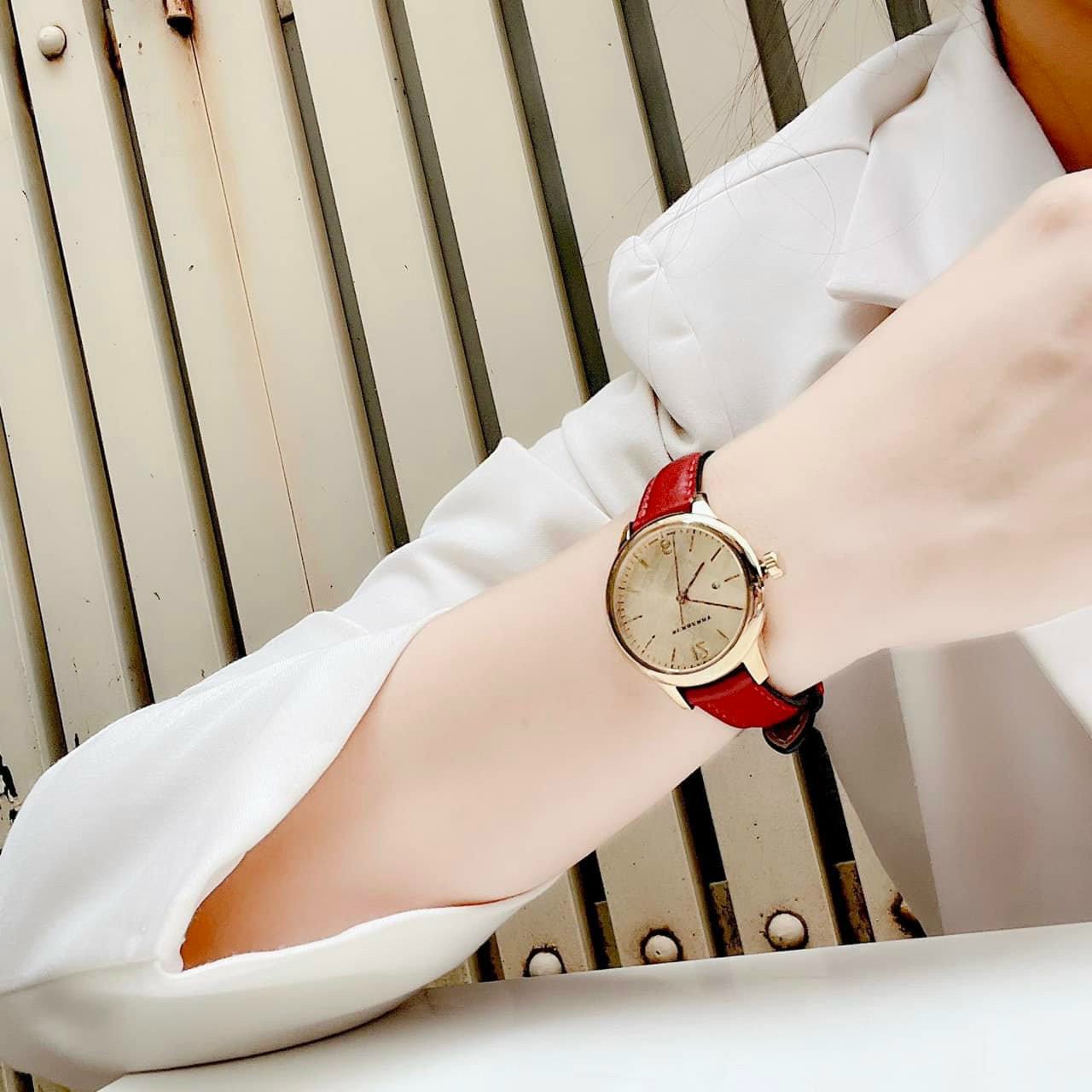 ĐỒNG HỒ NỮ BURBERRY THE CLASSIC ROUND RED LEATHER STRAP LADIES WATCH BU10102 2