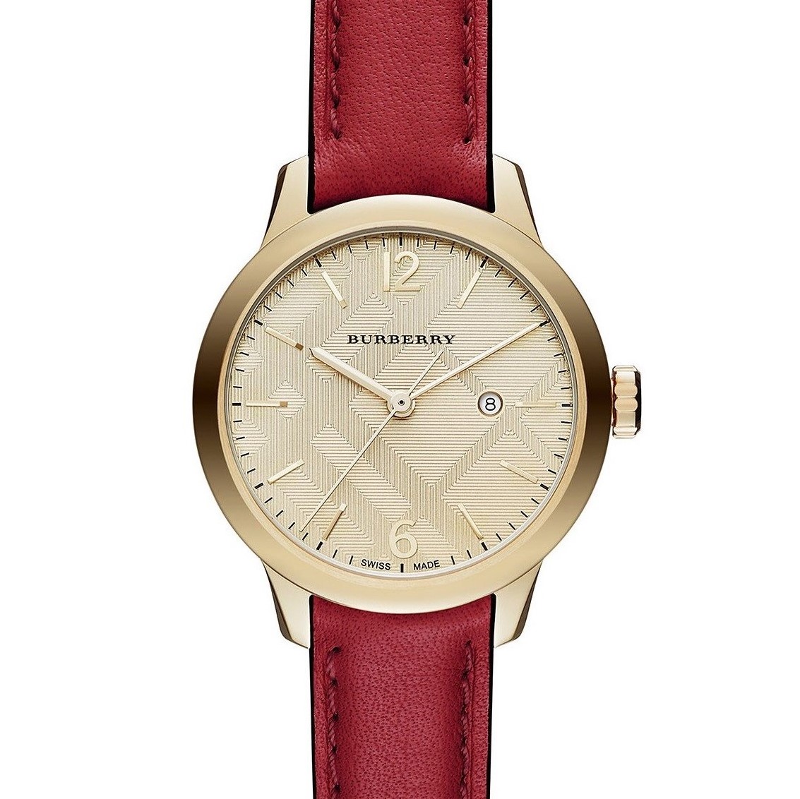 ĐỒNG HỒ NỮ BURBERRY THE CLASSIC ROUND RED LEATHER STRAP LADIES WATCH BU10102 9
