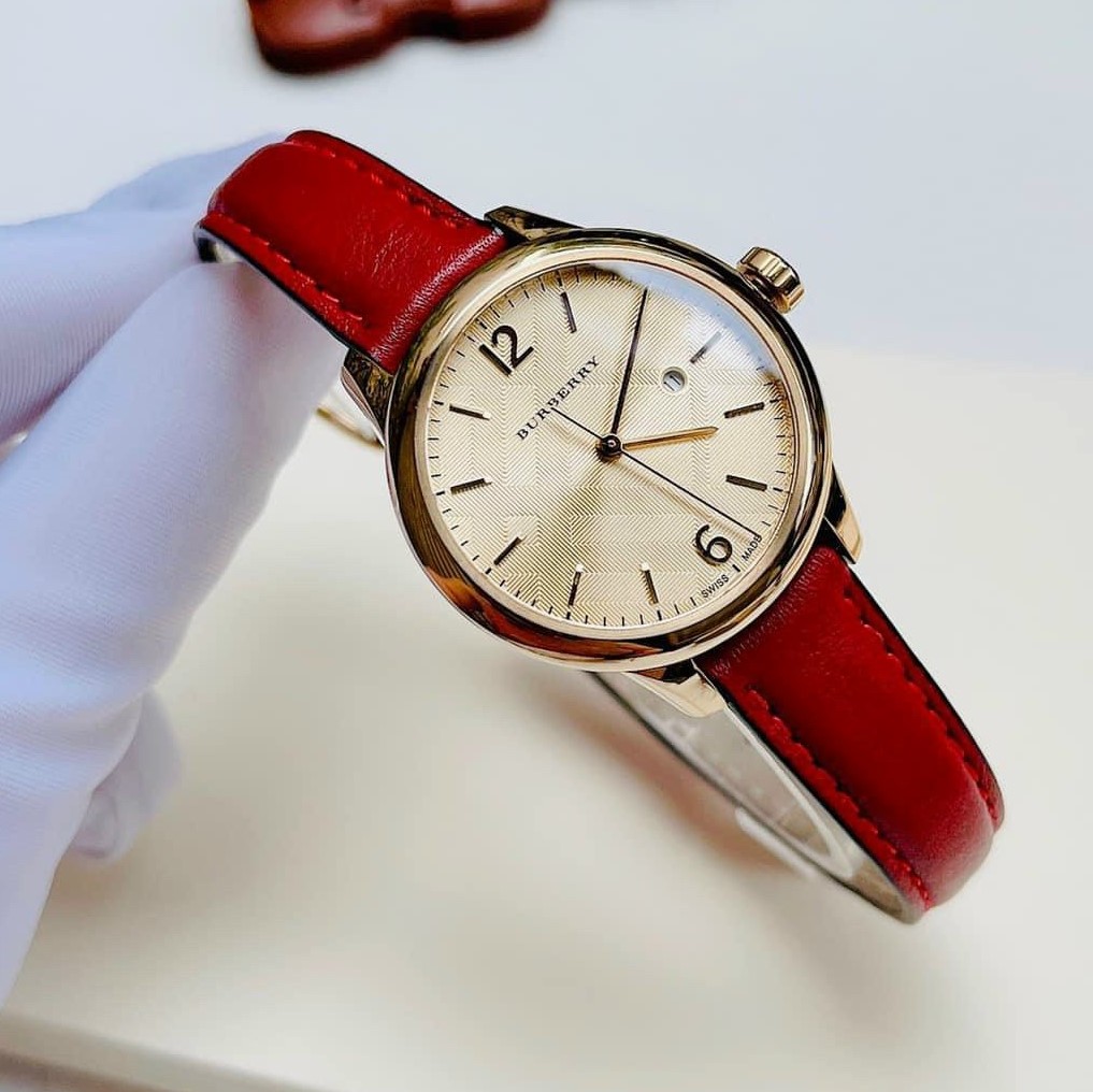 ĐỒNG HỒ NỮ BURBERRY THE CLASSIC ROUND RED LEATHER STRAP LADIES WATCH BU10102 13